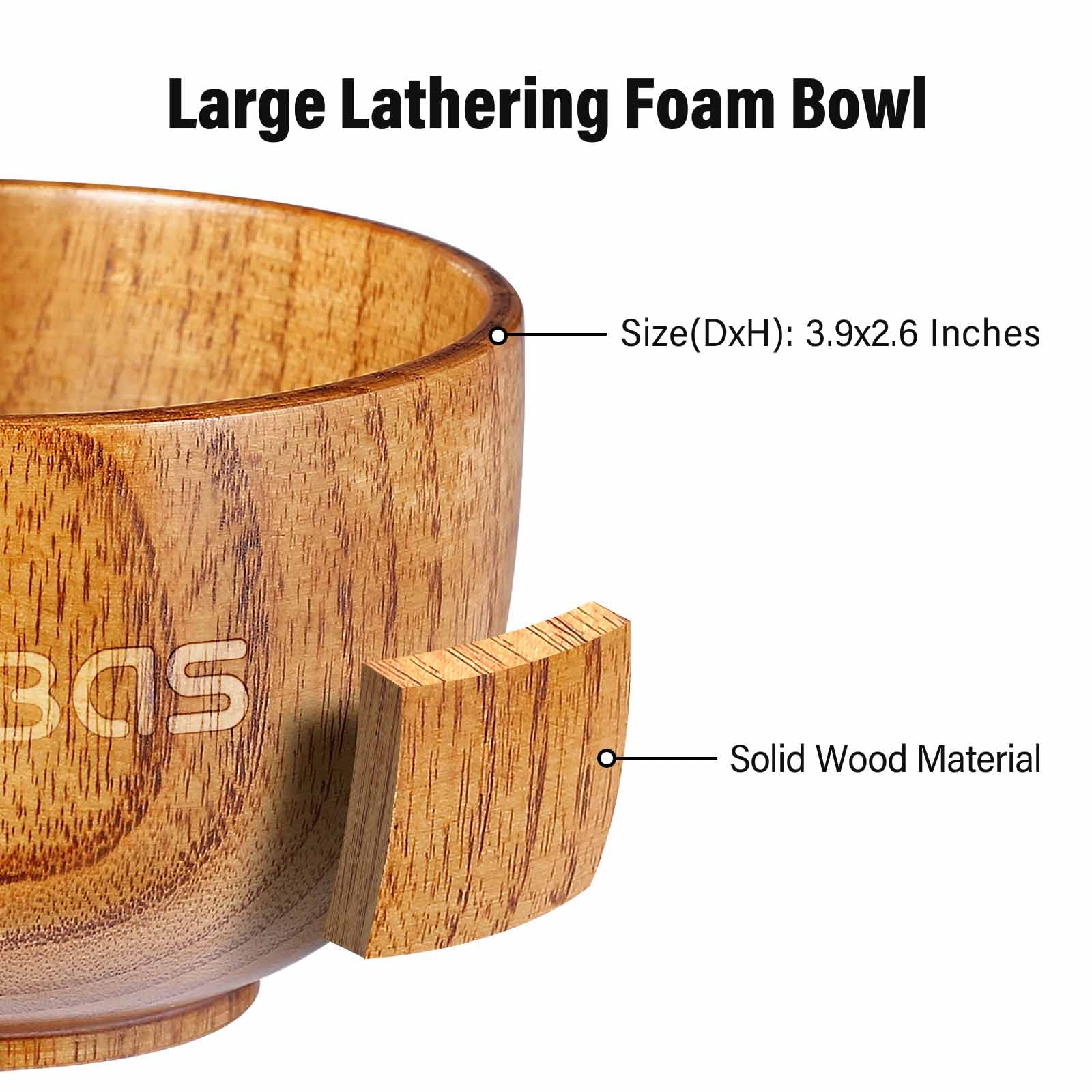 Anbbas 4in1 Shaving Set, Pure Badger Hair Shaving Brush Wood Handle and Large Soap Bowl,Stainless Steel Shaving Stand with 3.5OZ