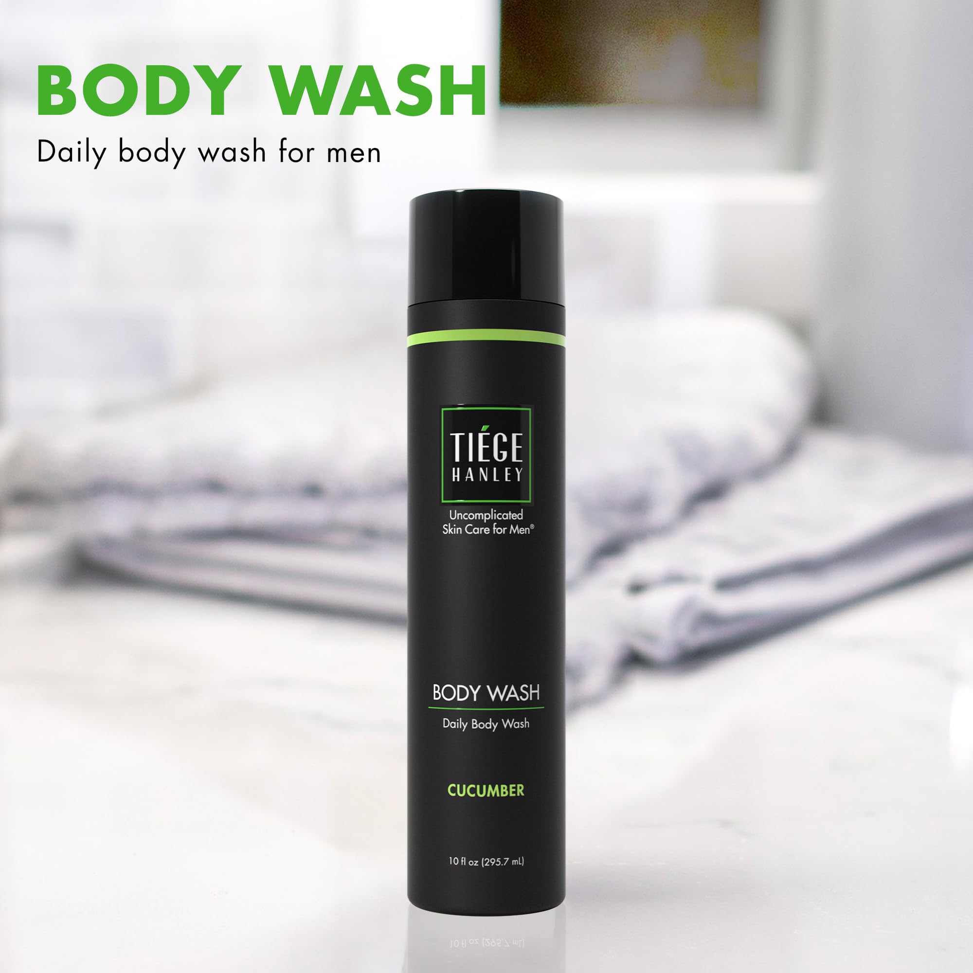 Tiege Hanley Mens Body Wash, Cucumber Scented - Hydrating & Cleansing Daily Body Wash For Men Gently Removes Dirt, Sweat & Oil -
