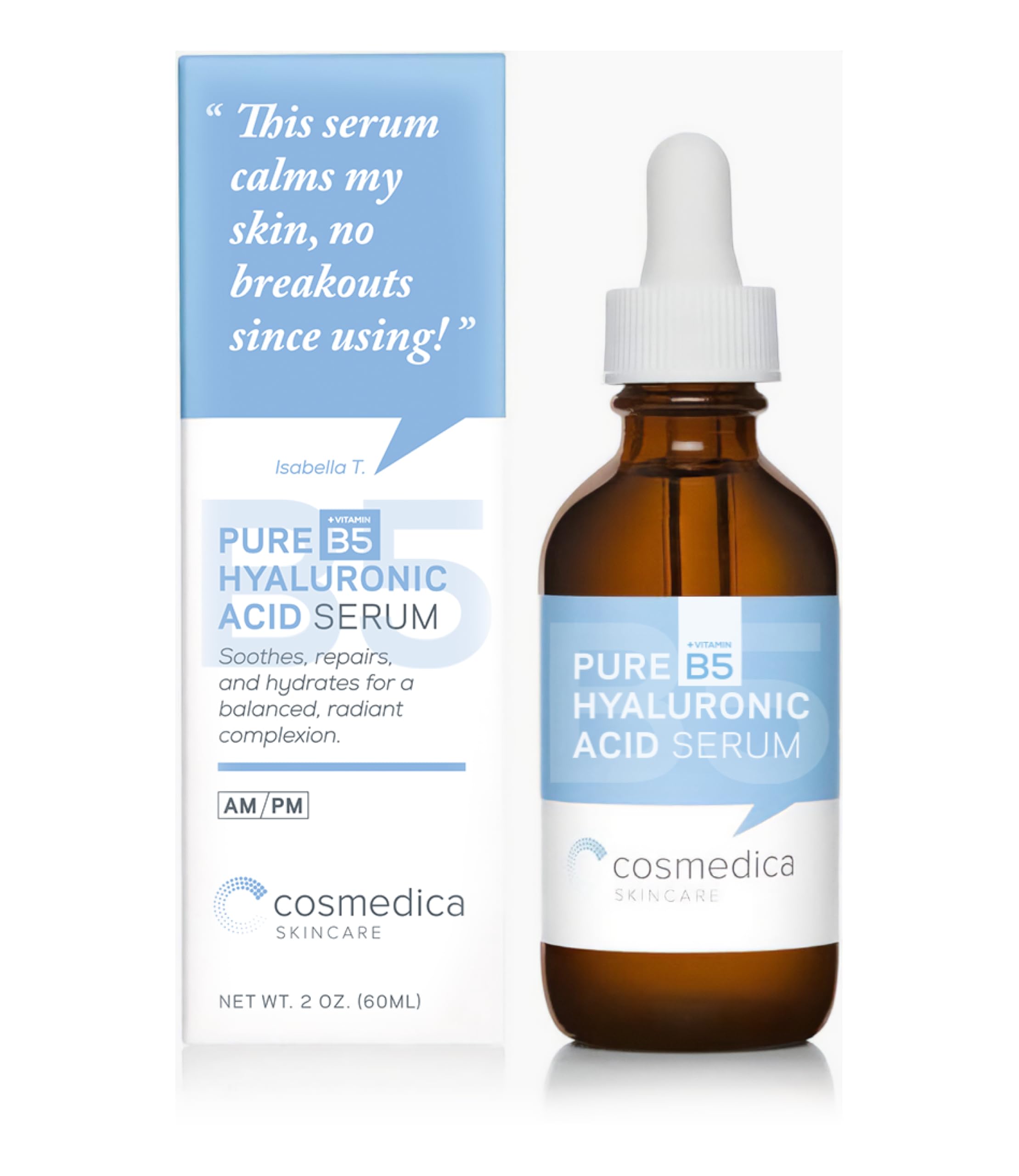 Hyaluronic Acid Serum with Vitamin B5 - Intense Hydration, Anti-Aging, Non-Greasy, Paraben Free, Face Serum - 2oz