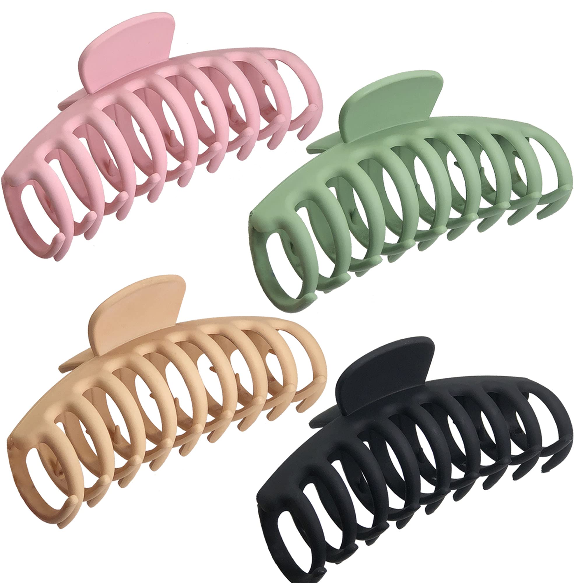 OWIIZI Large Hair Claw Clips for women, 4.3'' Matte Big Hair Clips Non-Slip Ponytail Barrette Strong Hold Claw Clips for girls L