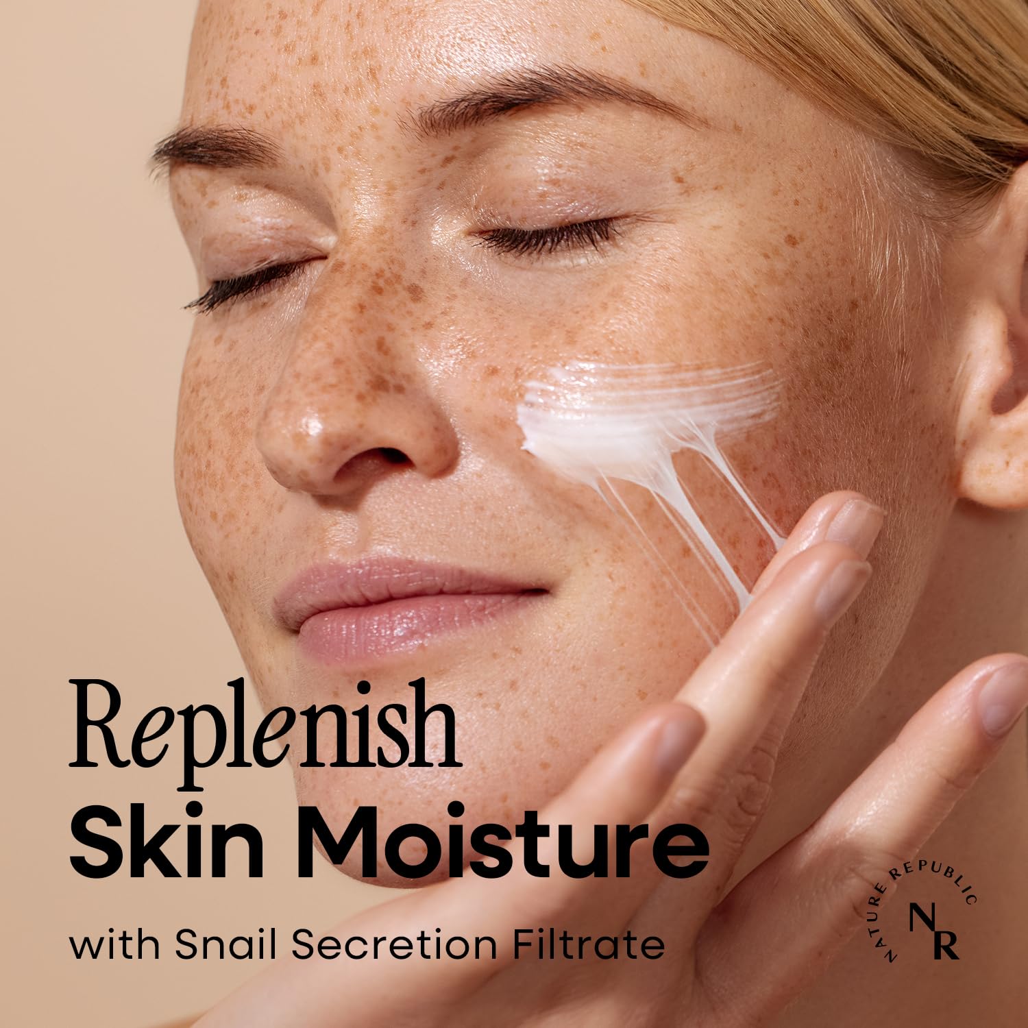 Moisturizing Snail Solution Cream - Nature Republic Korean Skin Care Texture Wrinkles Fine Lines Improving Elasticity Strengthen