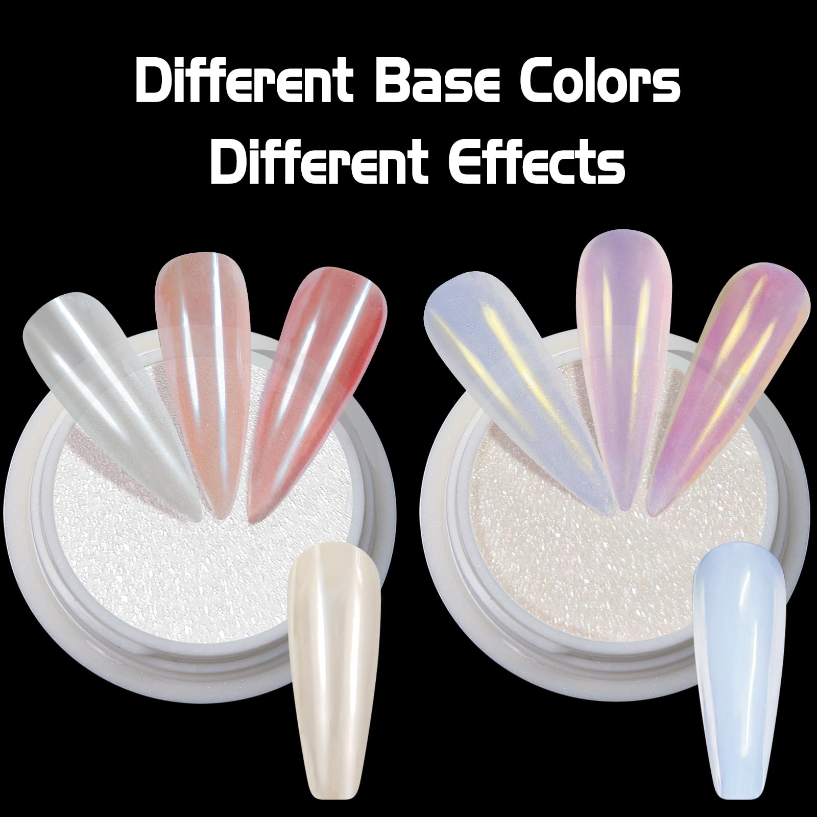 White Pearl Chrome Nail Powder - Aurora Ice Shimmer Nail Powder Chrome Pigment Powder for Nails, Gifts for Women Mirror Effect G