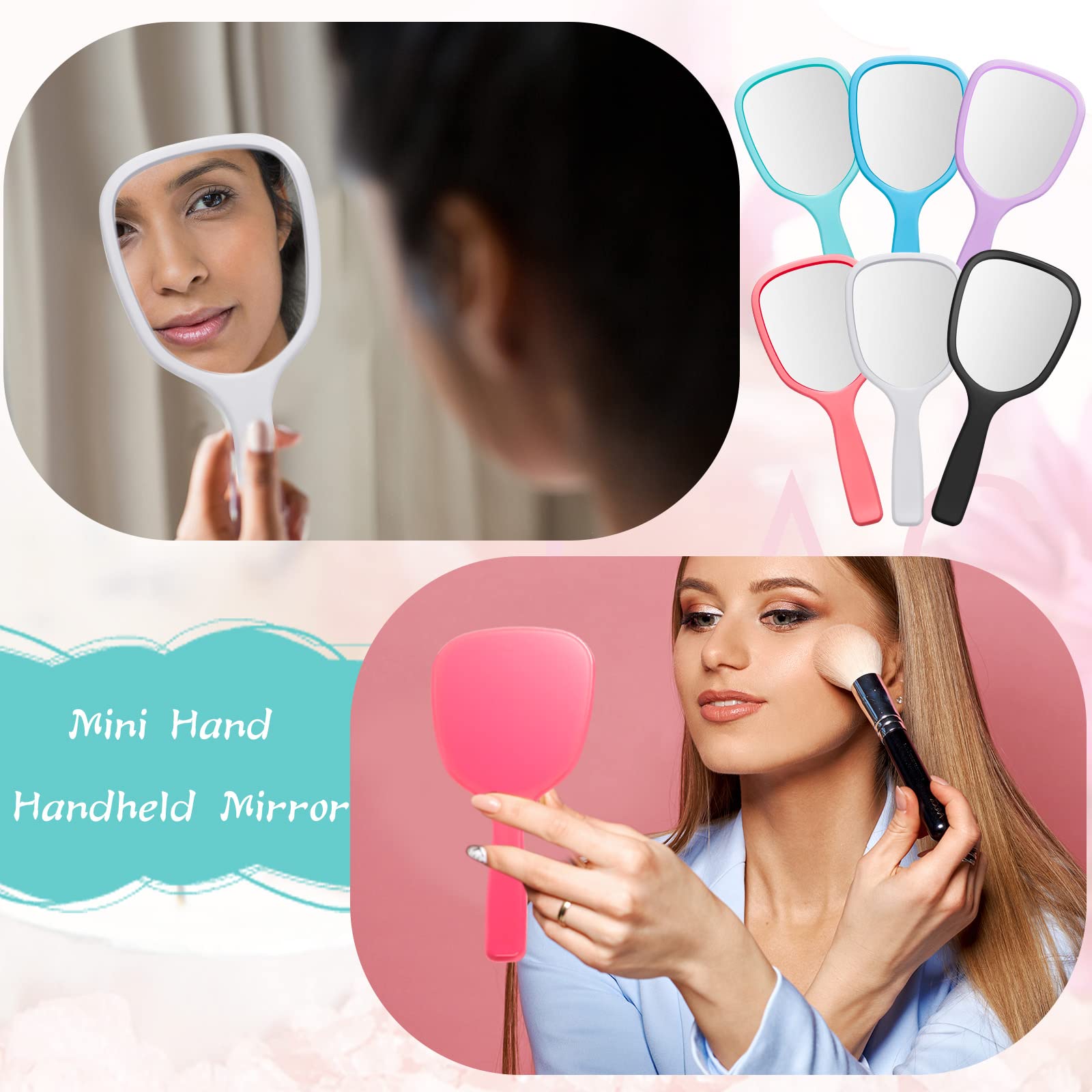 Vinsot 36 Pcs Handheld Mirror Bulk Small Hand Mirrors with Handle Plastic Portable Daily Makeup Tools for Home Travel Camping Da