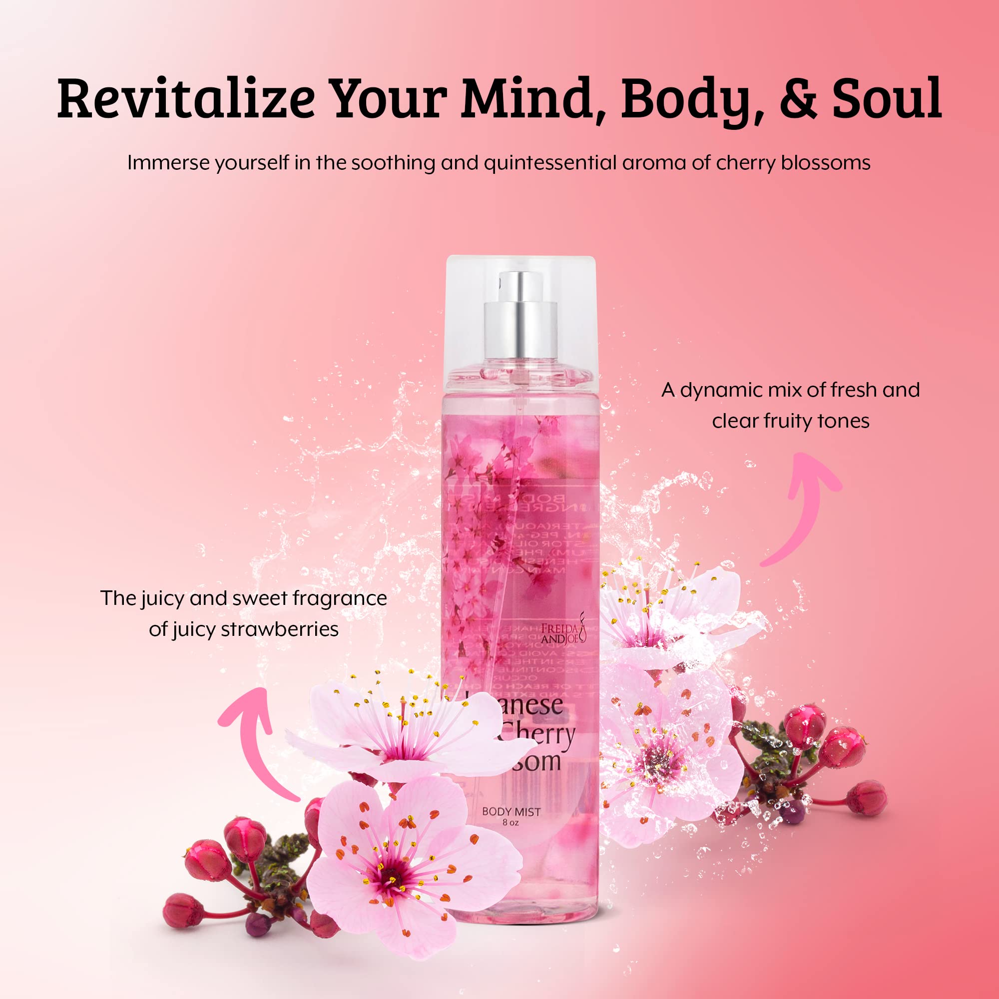 Freida & Joe Japanese Cherry Blossom Body Mist: A Luxurious 8 Oz Gift For Her, Exquisite Floral Scent, Ideal Stocking Stuffer Fi