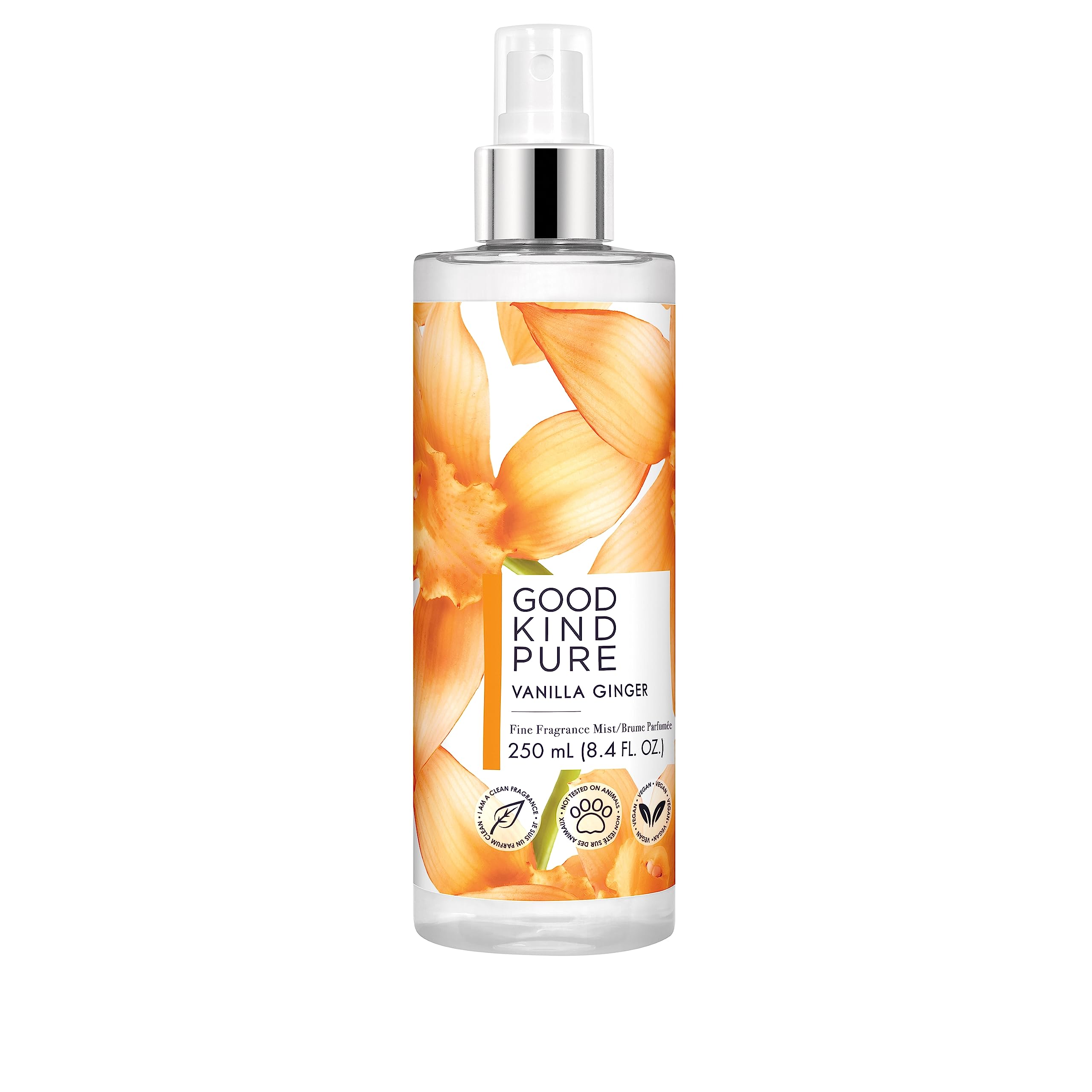 Good Kind Pure Vanilla Ginger Body Mist Spray - Energizing, Gourmand Fragrance - A blend of Casablanca Lily & Warm Vanilla - Cle