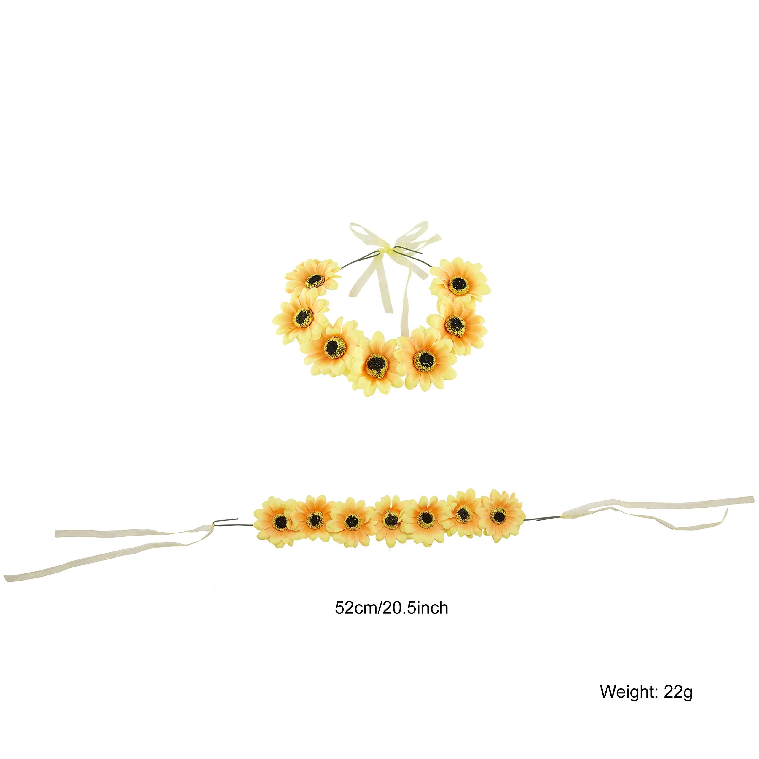 Lawie 8 Pack Boho Flower Crowns Floral Wreath With Ribbon Halo Headbands Garland Wedding Bridal Bridesmaid Headpiece Tiara Sunfl