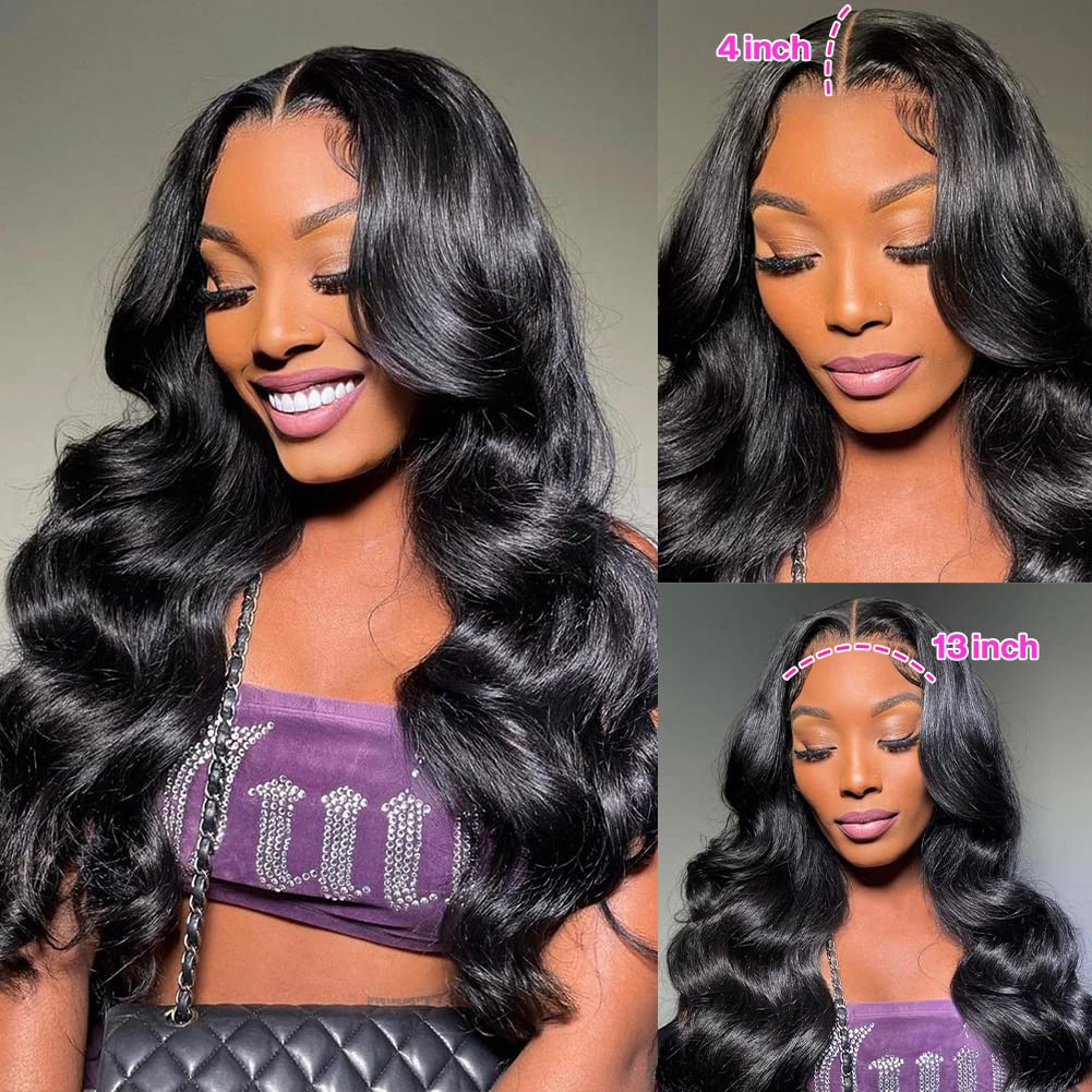 Yamikk 32 Inch Hd Lace Front Wigs Human Hair Pre Plucked With Baby Hair 180 Density 13X5 Body Wave Frontal Wigs Human Hair For W