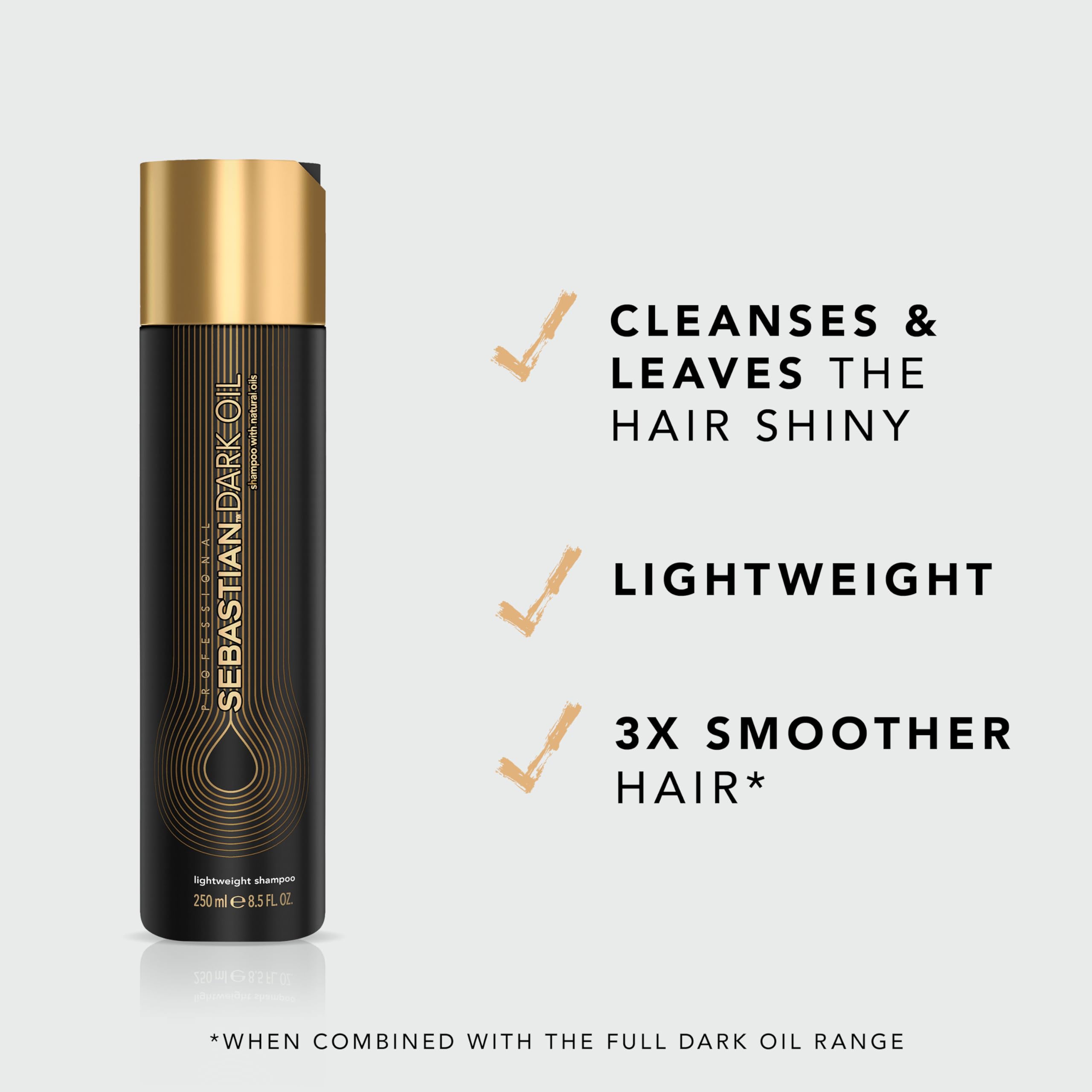 Sebastian Professional Dark Oil Lightweight Shampoo, Infused With Jojoba & Argan Oil, 8.4 Fl Oz