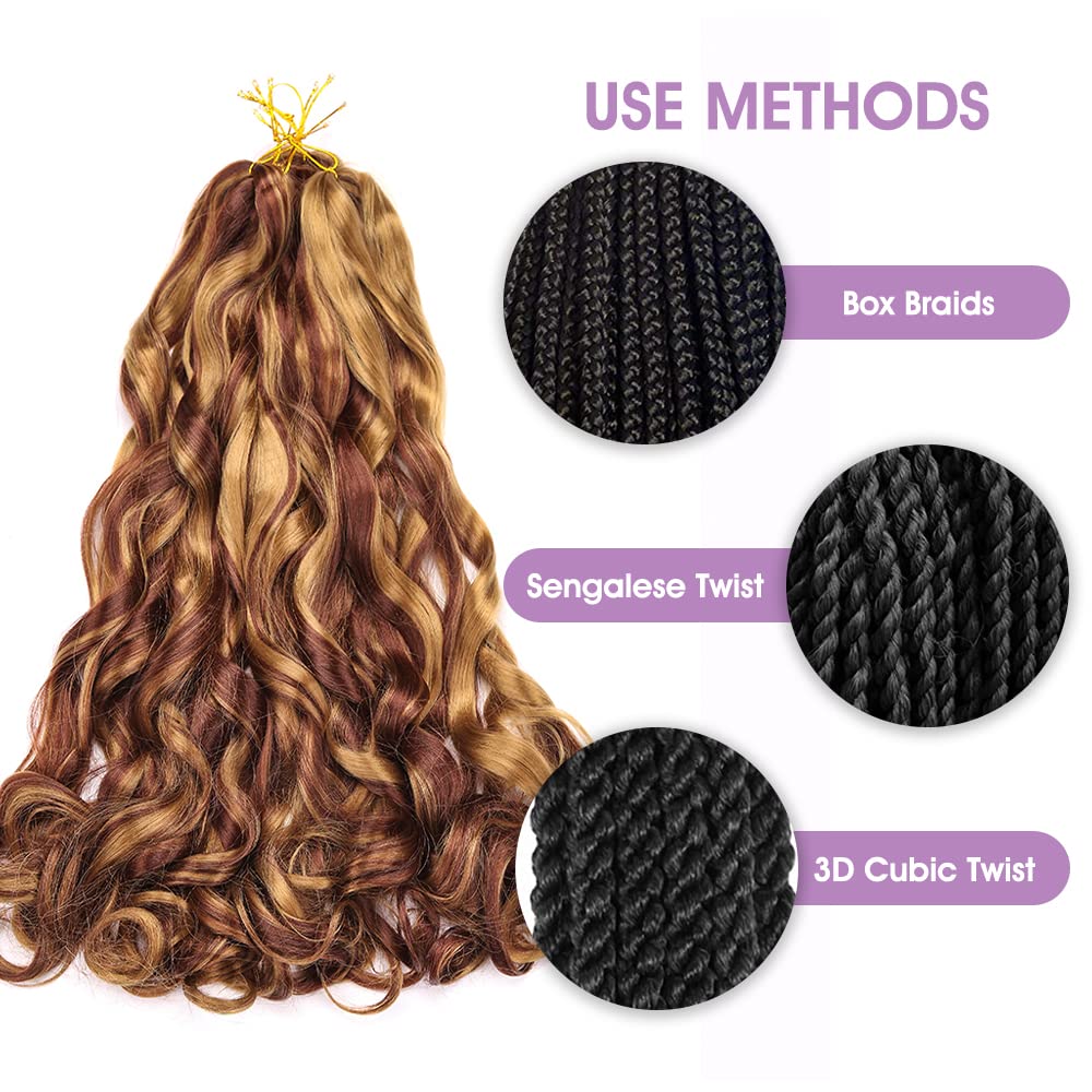 Amir Hair 8 Packs French Curly Braiding Hair 20 Inch Loose Wave Braiding Hair Pre Stretched Synthetic Hair Extensions (27/33#)