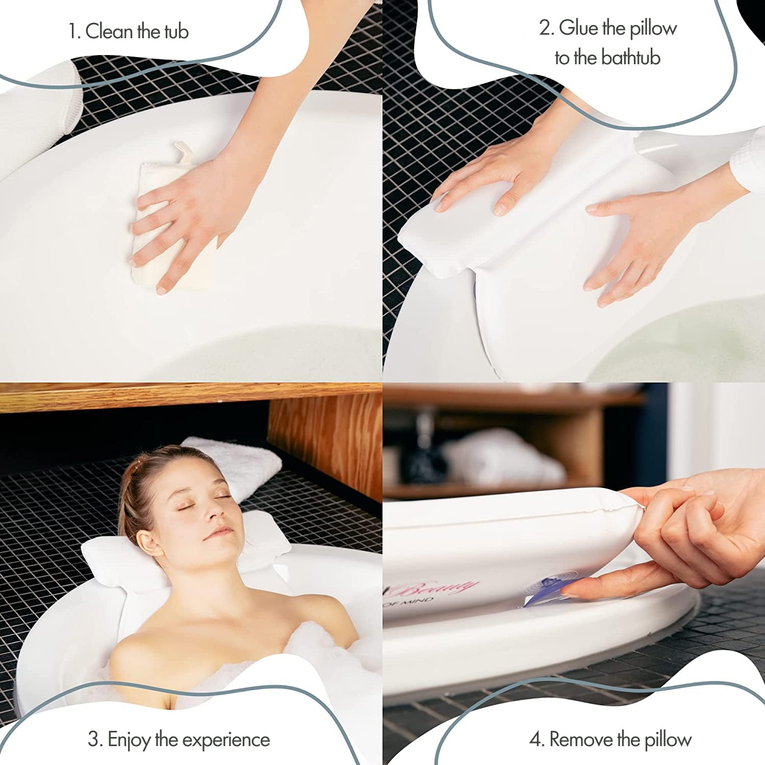 Bath Pillow | Best Bath Pillows For Head And Neck With 7 Suction Cups | Luxury Bath Cushion For Ergonomic Headrest & Back Suppor