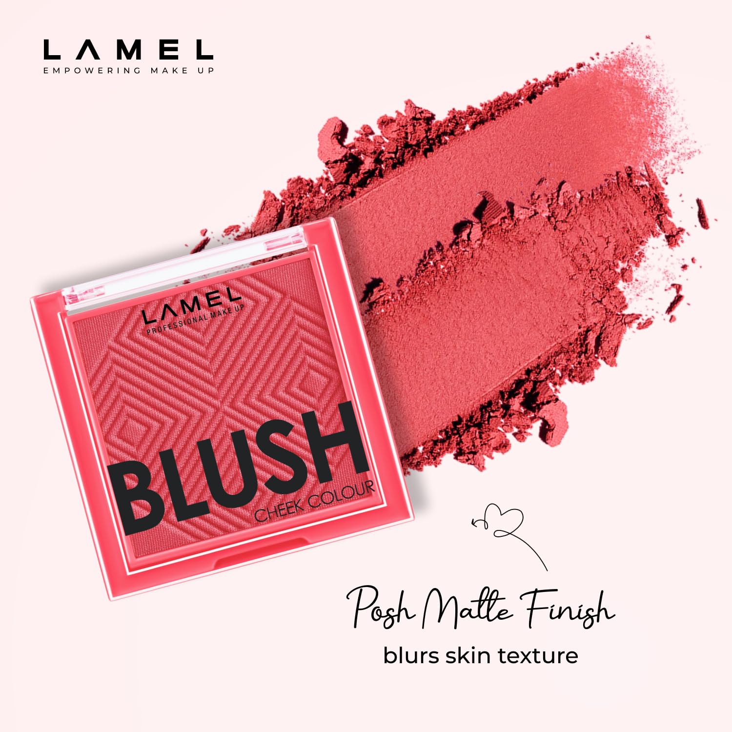 Lamel Blush Cheek Apricot Color Mini - Blendable Natural Blush Powder - Enhances & Defines Shapes & Features - Shading & Contour