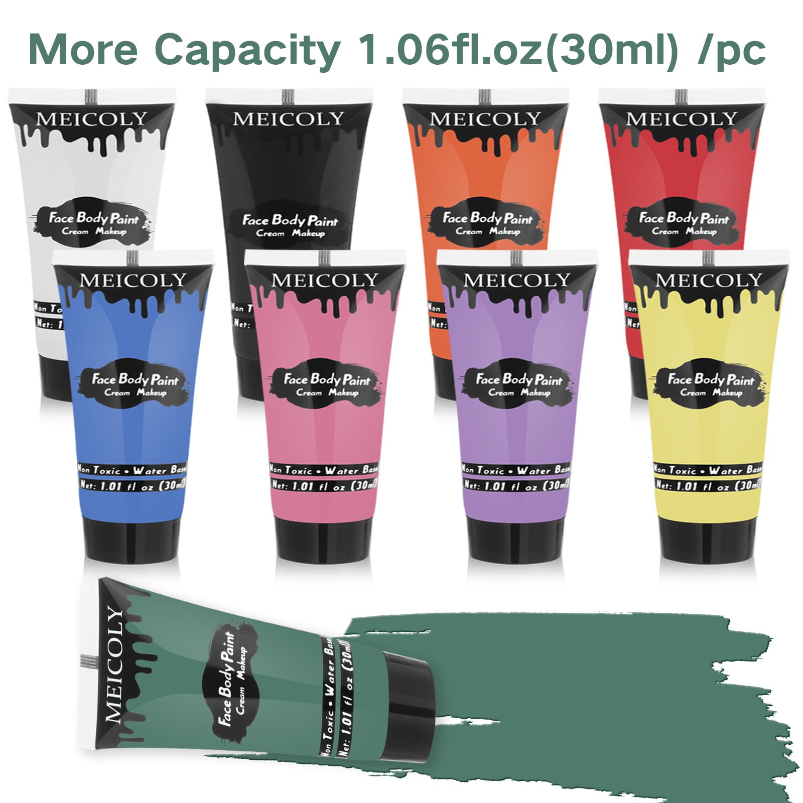 Meicoly 9 Colors Face Body Paint Set,1.01X9Oz/Box,Kids Adults Water Based Washable Face Paint Kit,Safe Cream Body Paint For Skin