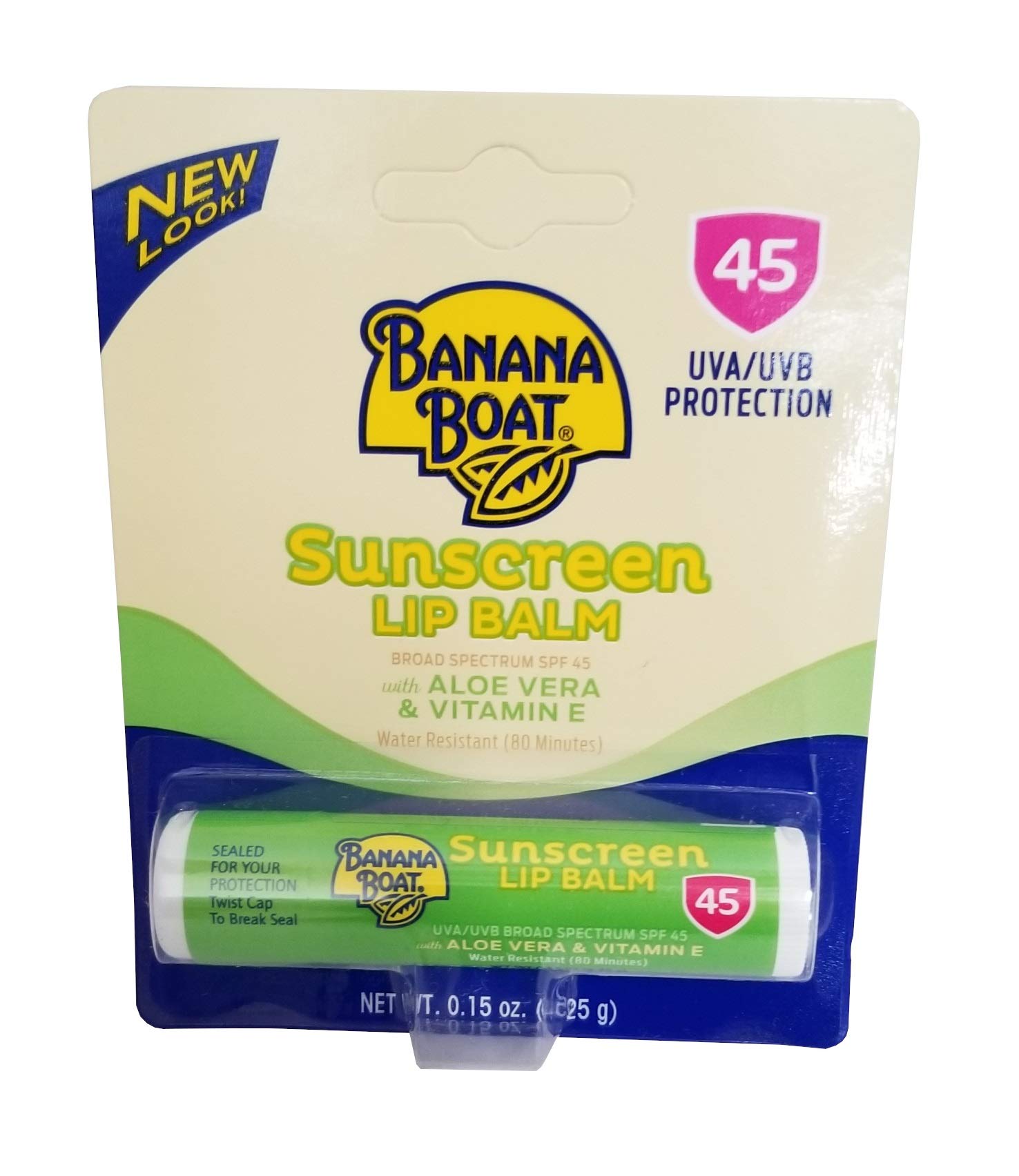 (Pack Of 10) Banana Boat Aloe Vera With Vitamin E Sunscreen Lip Balm, Spf 45 .15 Oz (4.25 G)