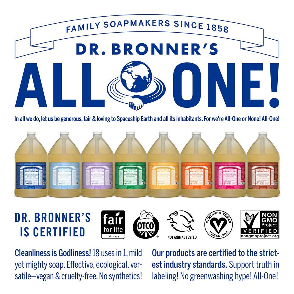 Dr. Bronner 'S - Pure-Castile Liquid Soap (Eucalyptus, 1 Gallon) - Made With Organic Oils, 18-In-1 Uses: Face, Body, Hair, Laund