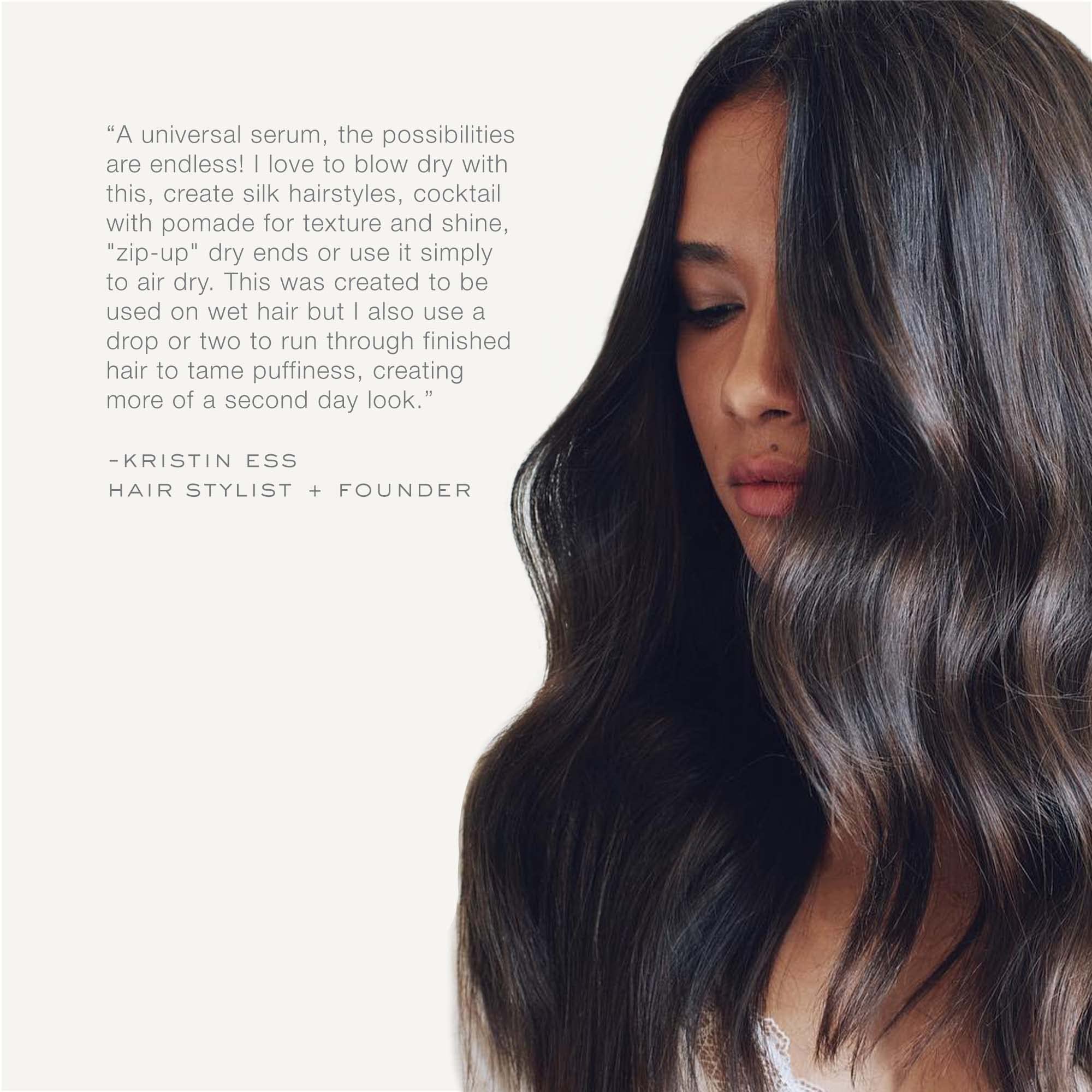 Kristin Ess Hair Weightless Shine Working Hair Serum, Frizz Taming, Cuticle Smoothing, Moisture Locking, Shine Enhancing, Color