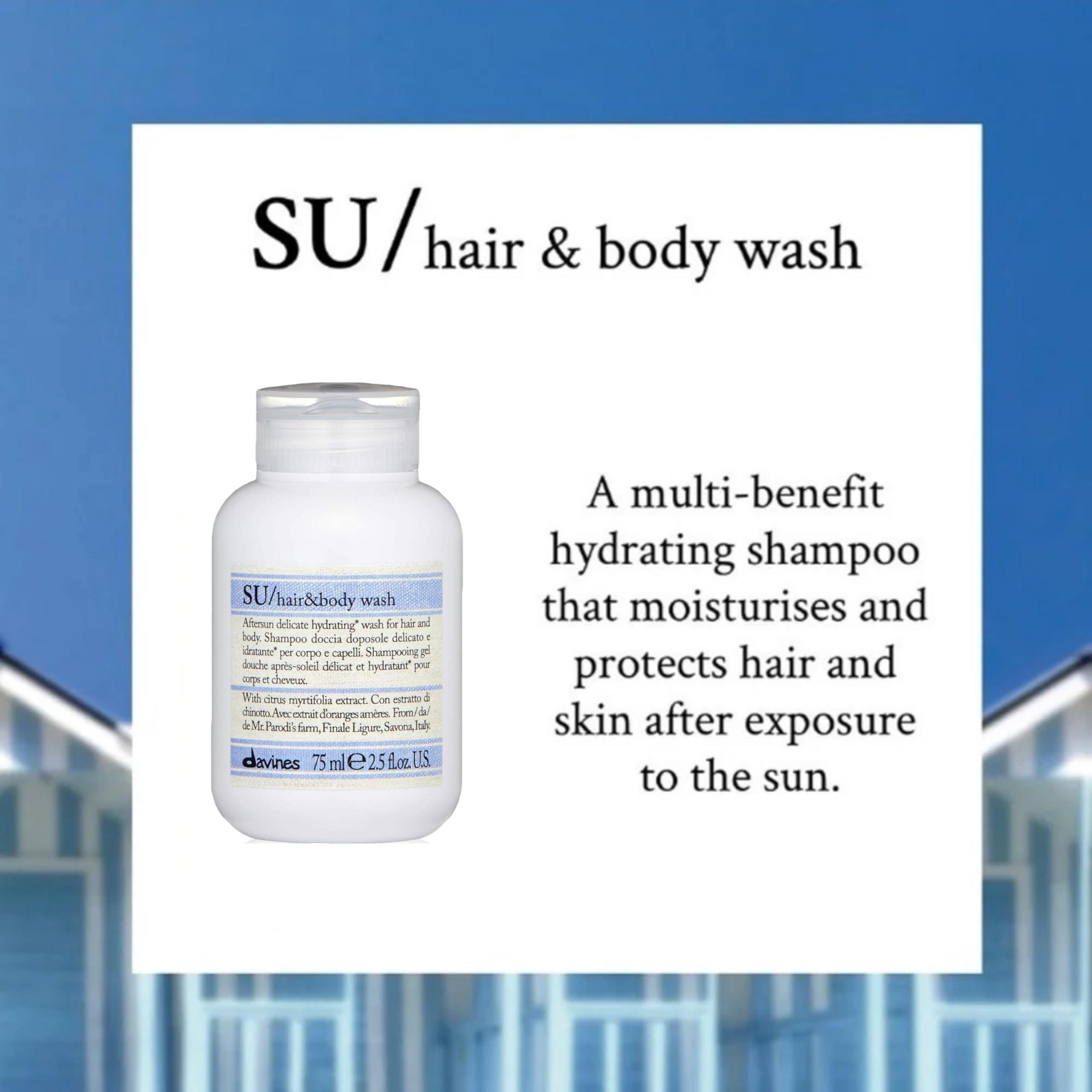 Davines SU Hair & Body Wash, 2.5 fl.oz