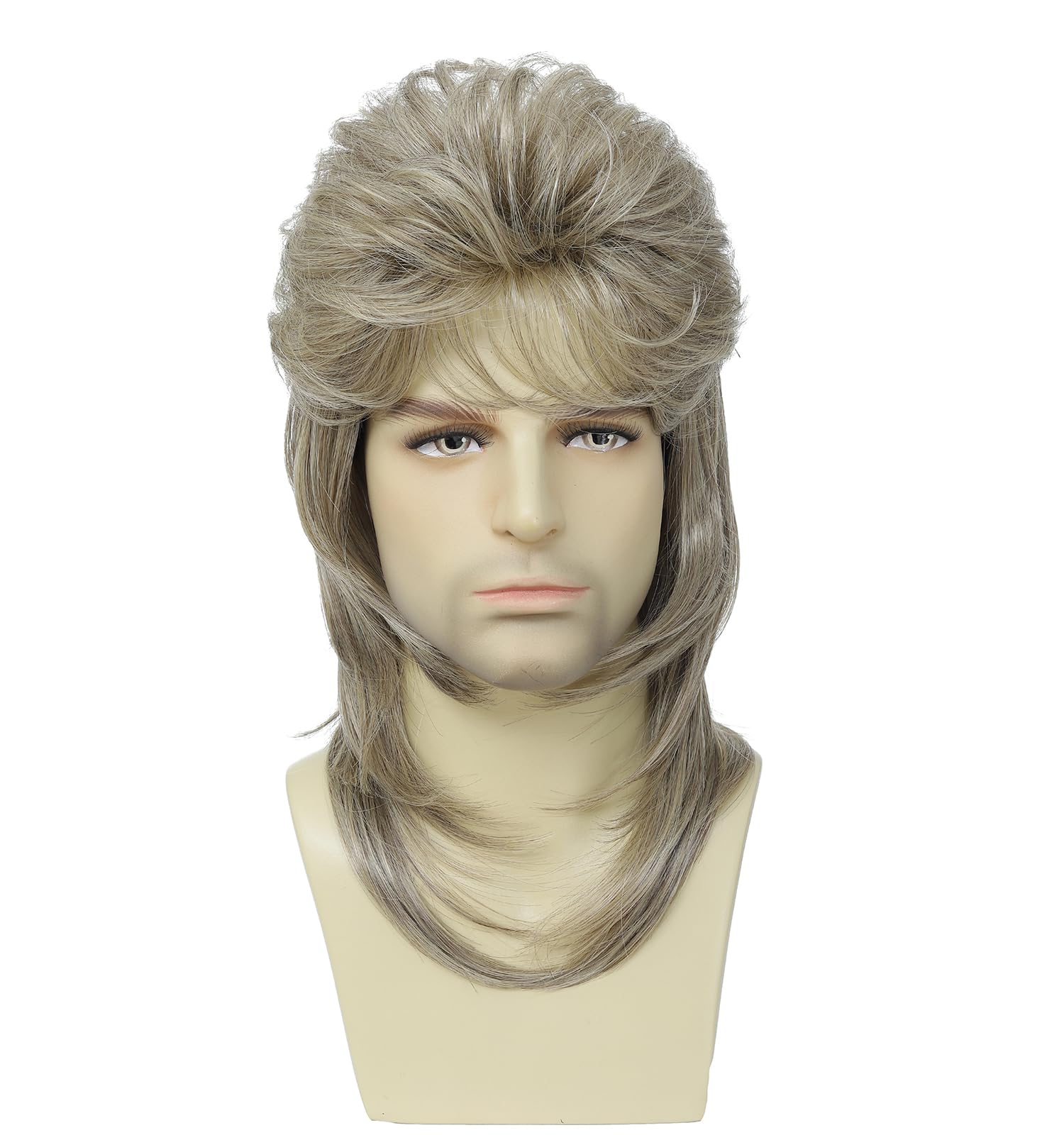 Traqur Mullet Wigs for Men Joe Dirt Emo Wig 80s 90s Costumes Fancy Party Accessory Cosplay Wig Halloween Man x (Blonde)