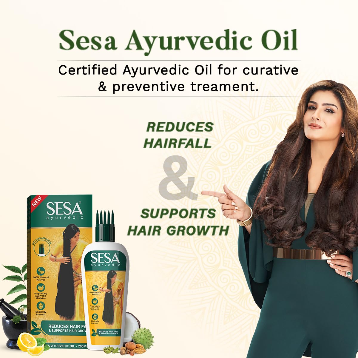 SESA Ayurvedic Hair Oil With Bhringraj & 17 Rare Herbs With Coconut Oil and 4 Nourishing Oil For Hair Growth Help Control Hair F