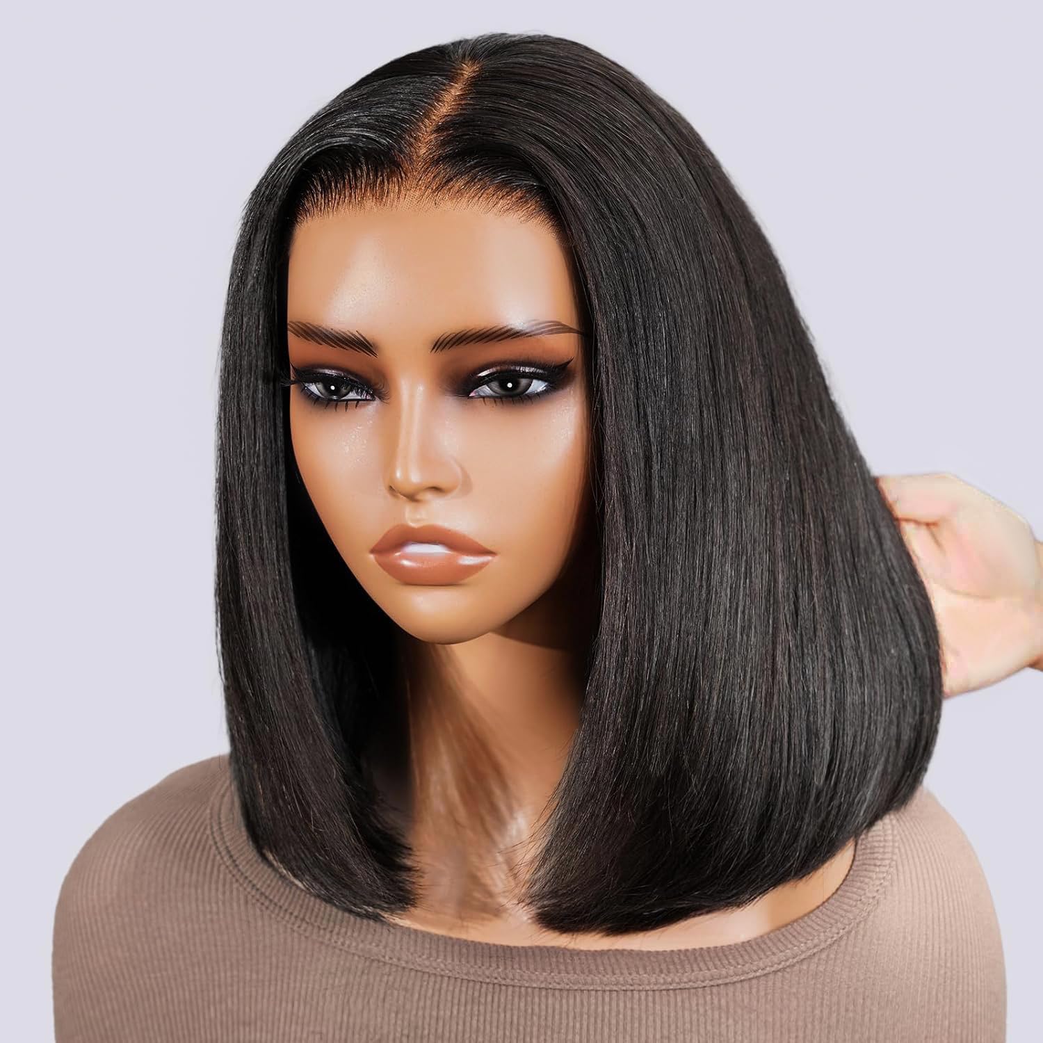 SUPERLOOK 12inch 5x6 Bob Wig Human Hair 12A Pre Cut-Wear and Go Glueless Wig Human Hair C-Part 210% Density Real Bleached Knots 