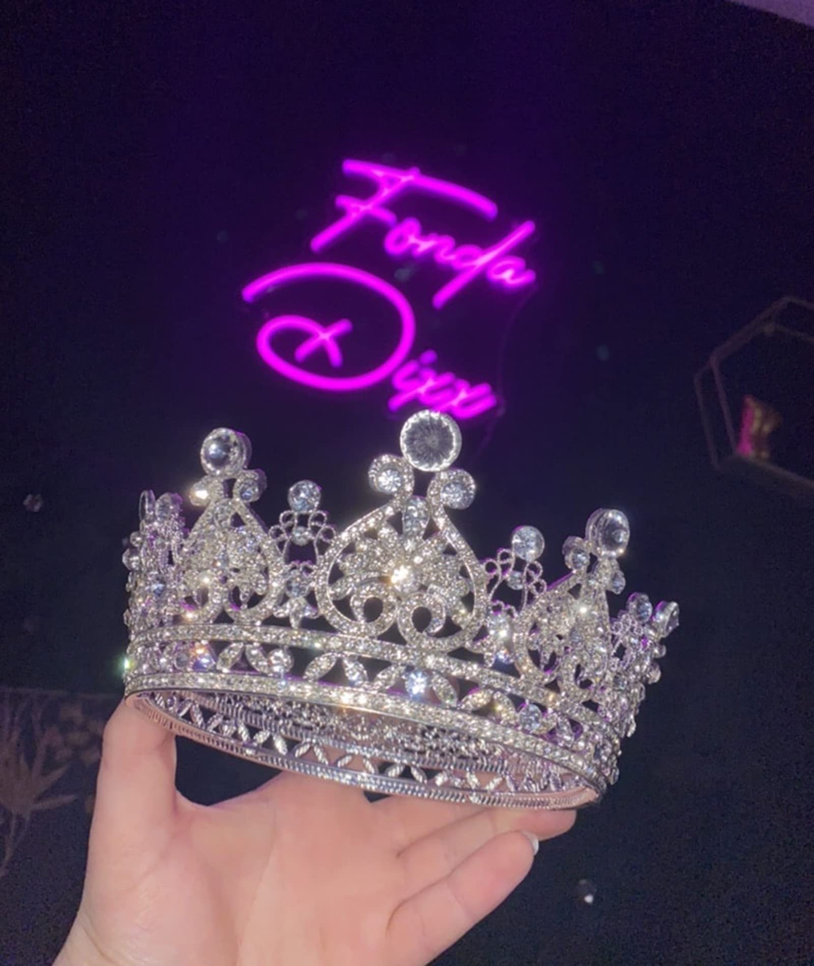 Cocide Silver Crown For Women Crystal Queen Crowns And Tiaras Girls Full Round Wedding Headband Hair Accessories For Birthday Pa