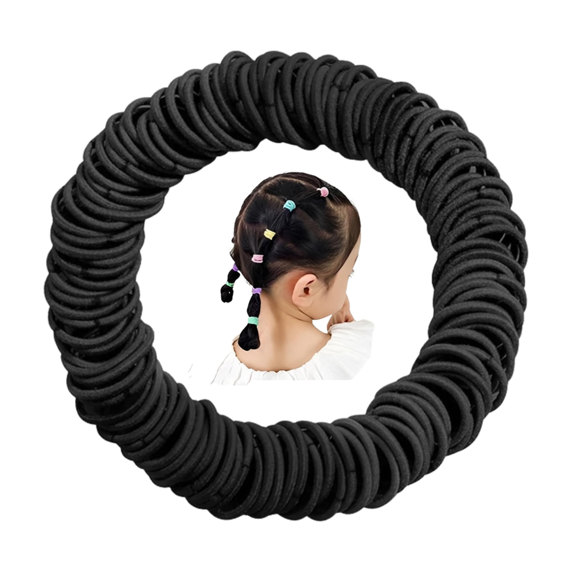 4mm black headband -200 elastic headbands, suitable for women and girls headbands, suitable for daily exercise ponytail (black)