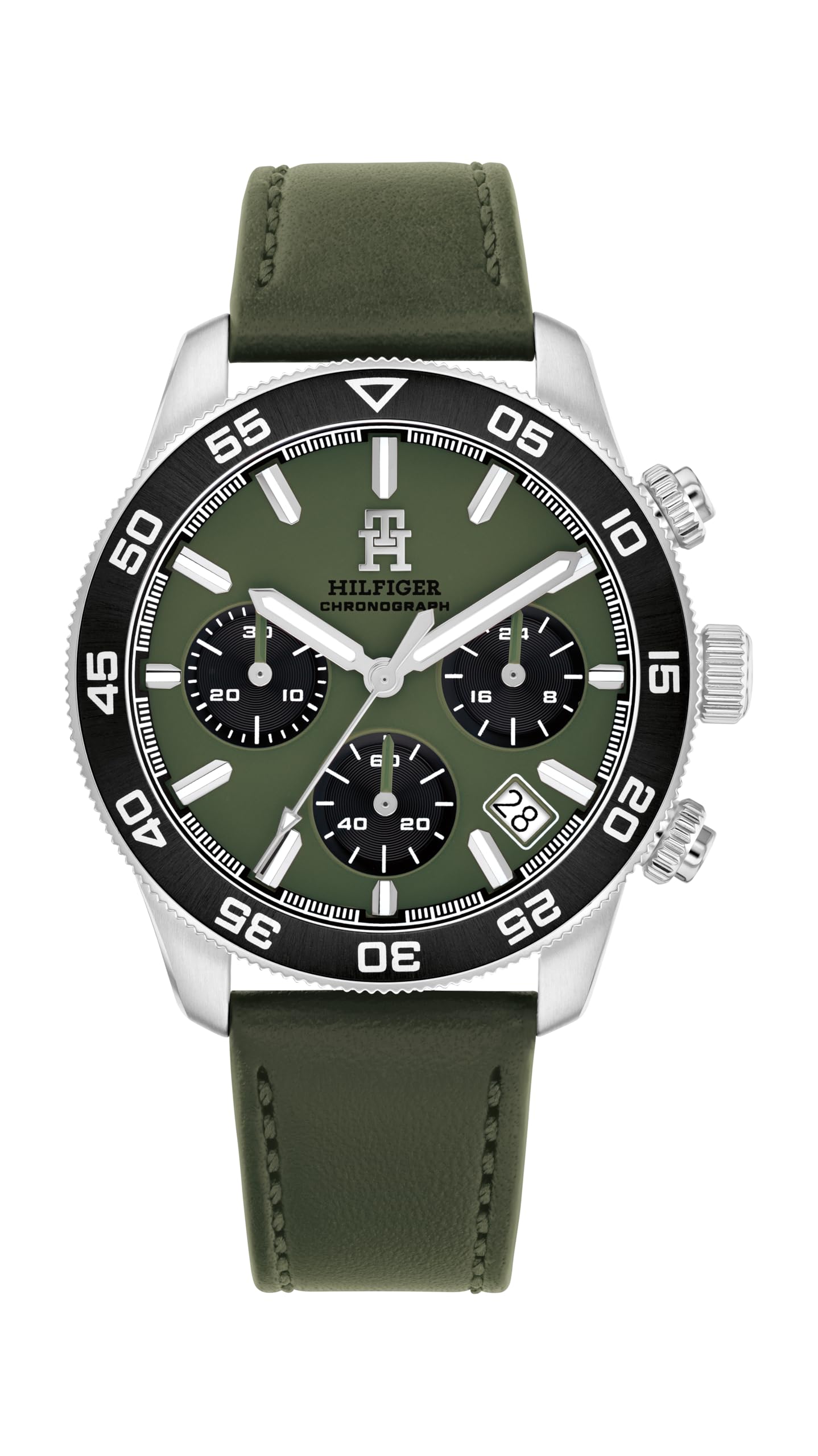 Tommy Hilfiger Th85 Quartz Analog With Green Dial Green Leather Strap Watch For Men  Th1792188W