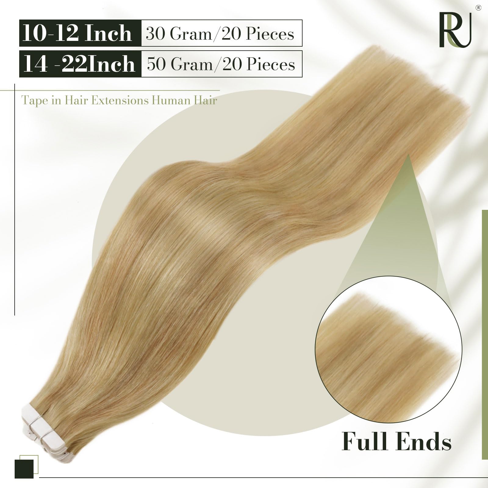Runature Blonde Human Hair Tape In Extensions Straight Invisible Tape In Hair Extensions Human Hair Golden Blonde With Platinum