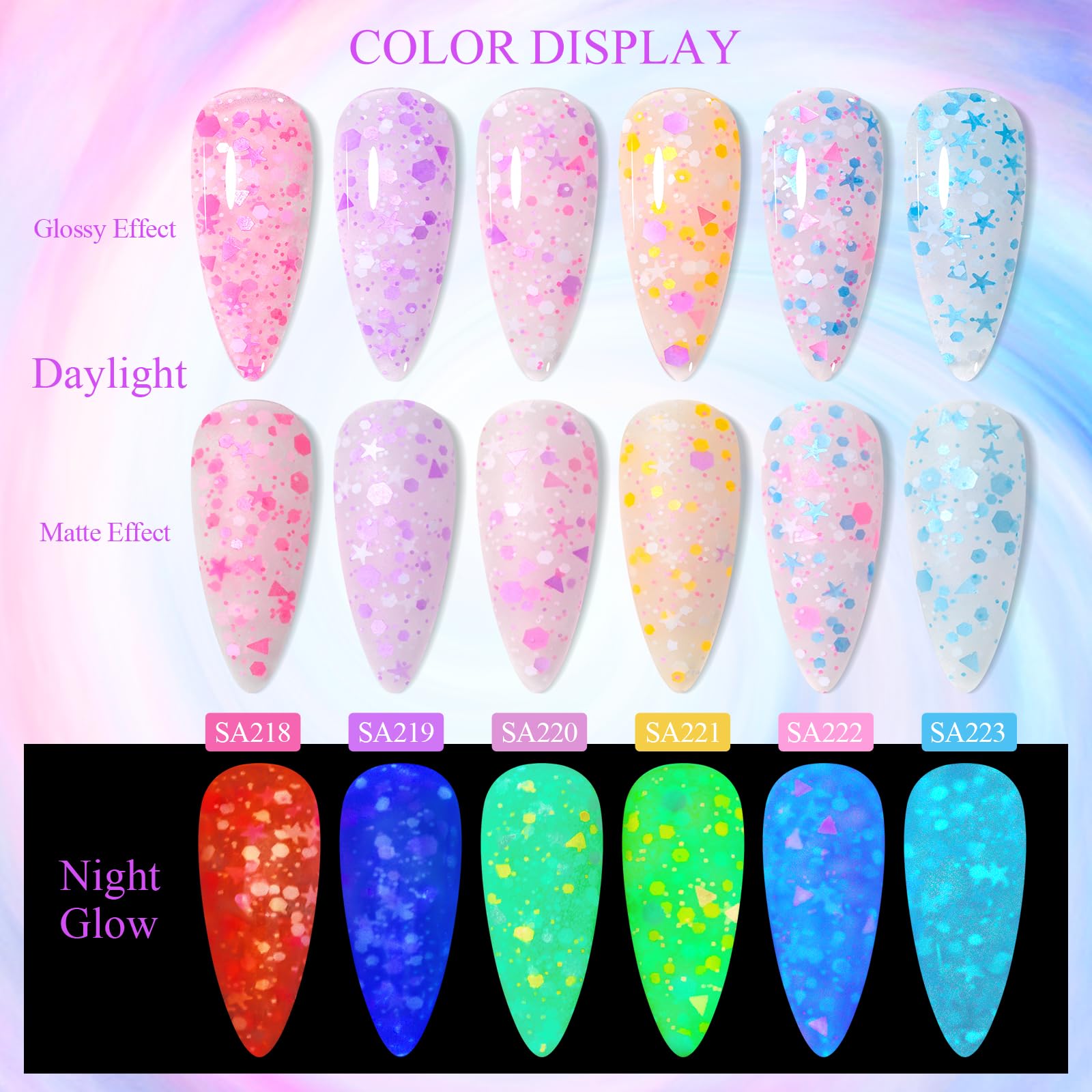 Meet Across Glow In The Dark Gel Nail Polish, Luminous Nail Gel Polish Set With Nail Brush, Glow Effect Gel Nail Polish Within D