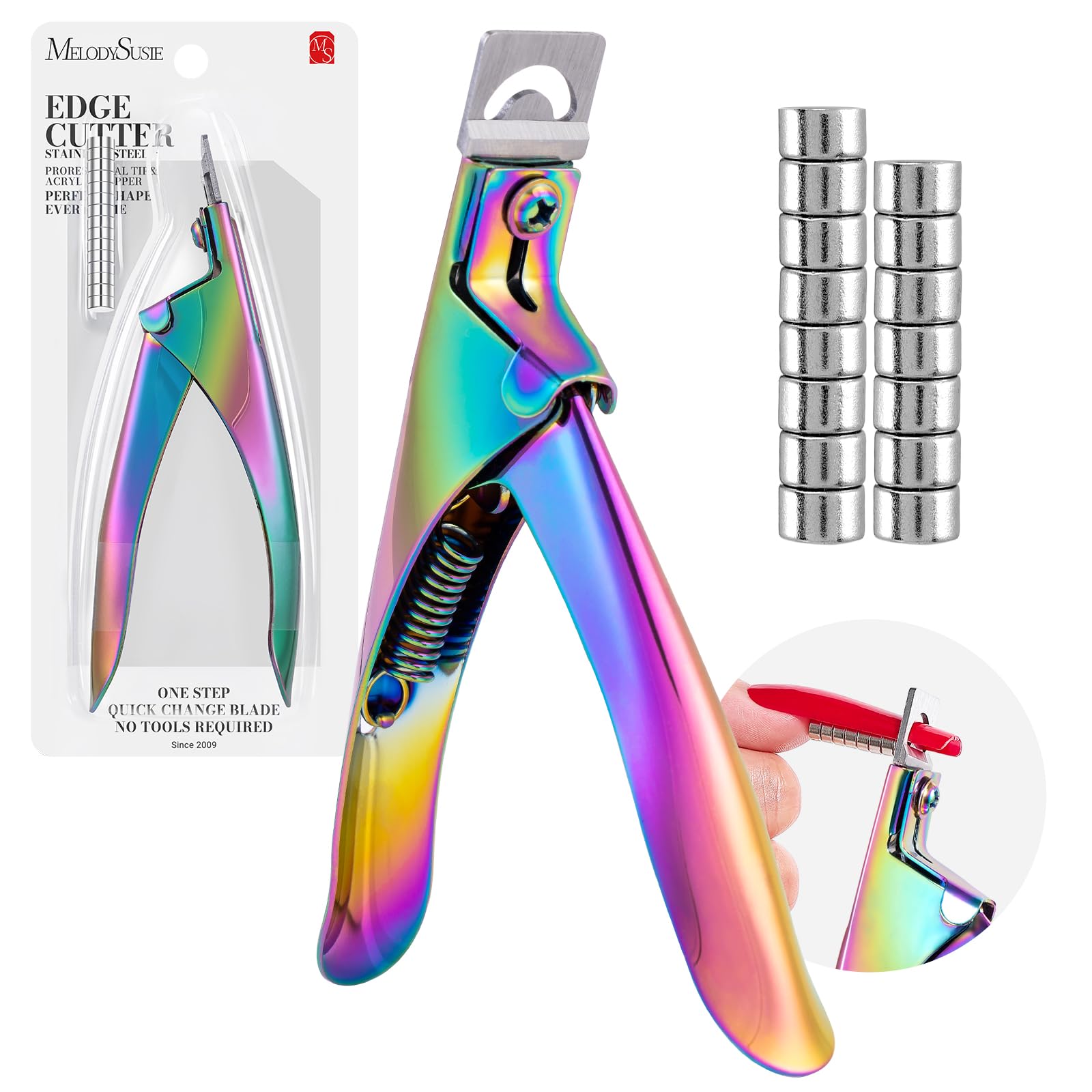 Melodysusie Acrylic Nail Clippers With 15Pcs Magnet Sizers, Professional Nail Clippers Cutters For Long Acrylic Gel Nails Tips,