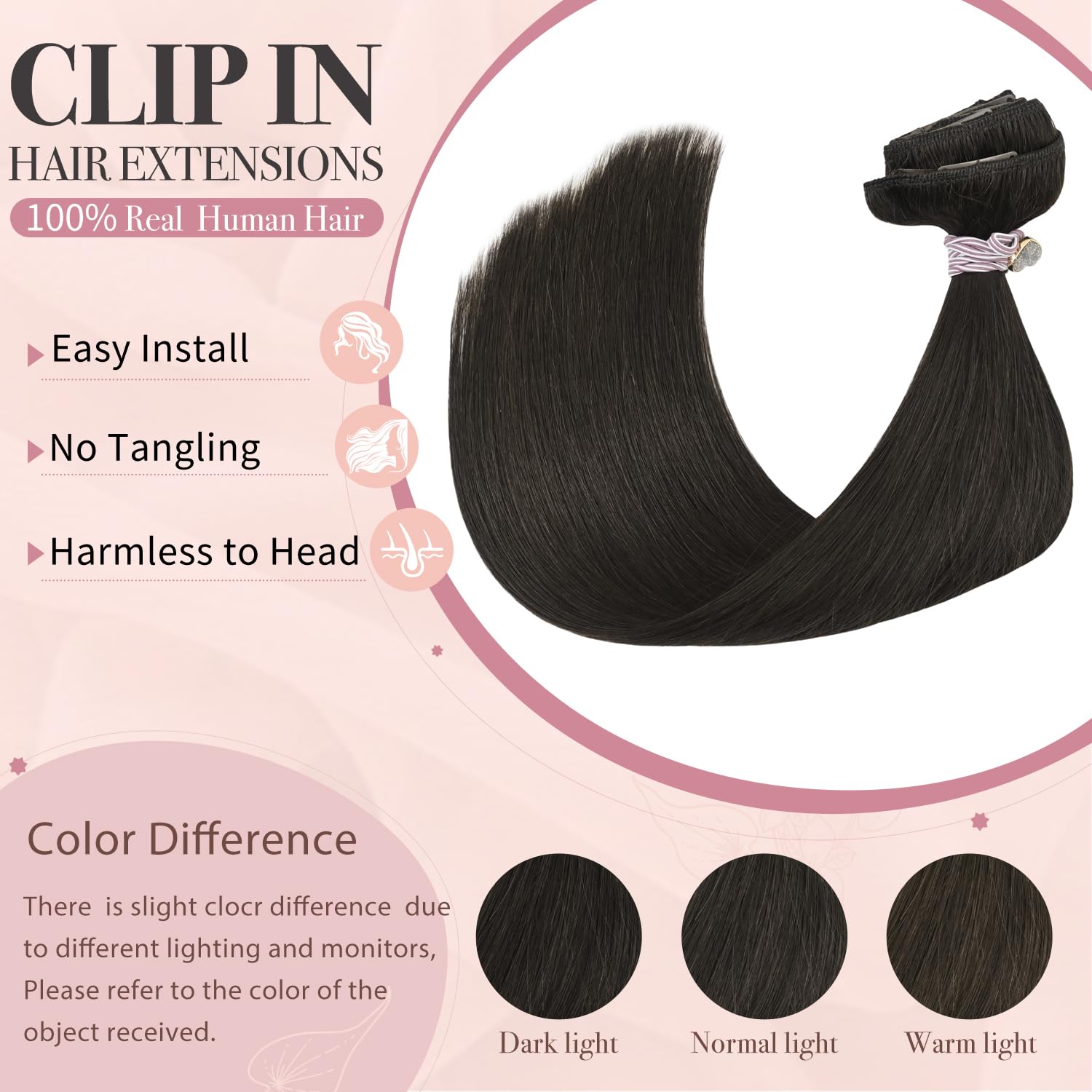 HUAYI Dark Brown Clip in Hair Extensions Real Human Hair 120g Remy Human Hair Clip in Hair Extensions 18 Inches Soft Silky Strai