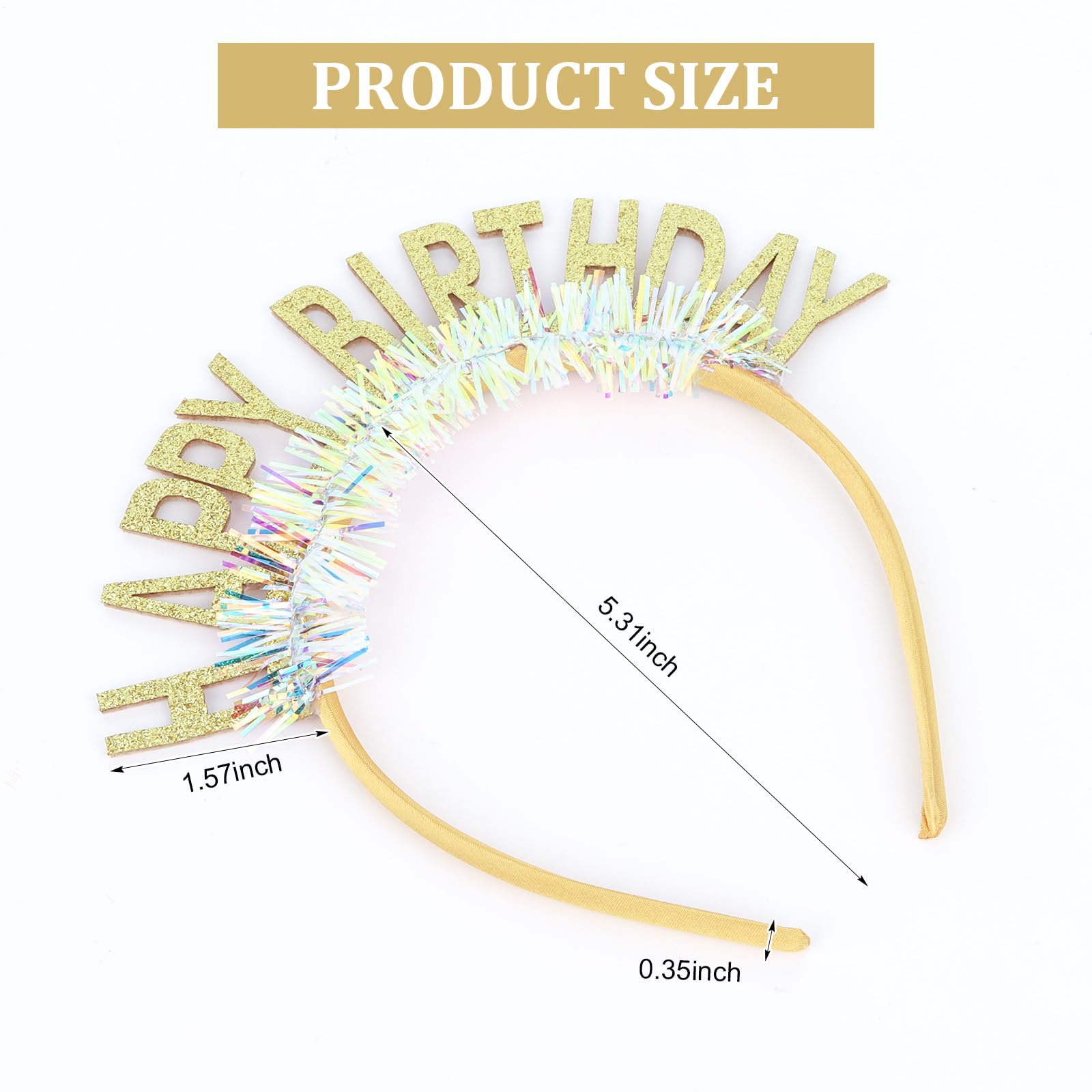 Cieher Birthday Crown Headband, Women'S And Girls' Birthday Tiara, Happy Birthday Decorations And Gifts - Gold