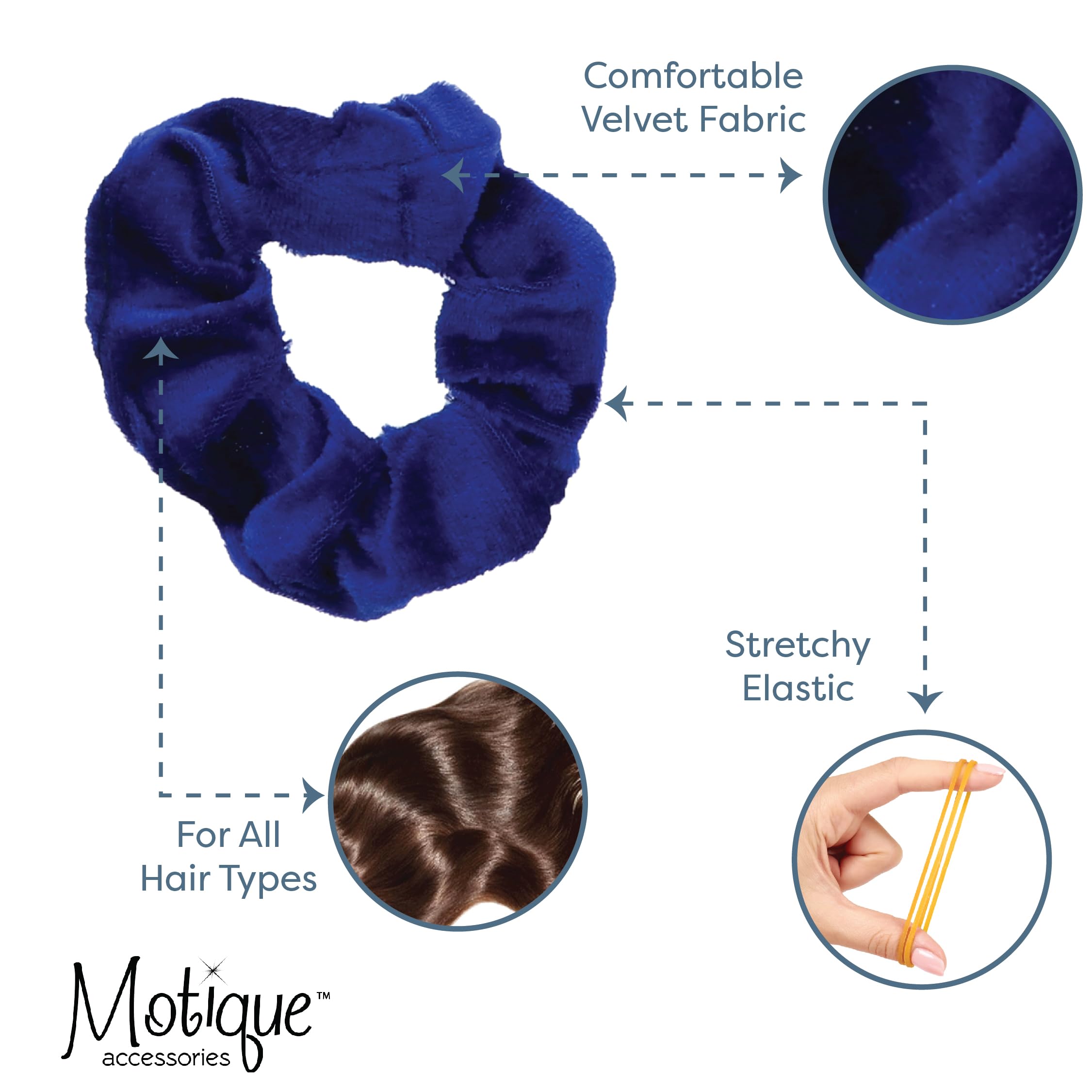 Velvet Solid Scrunchies - Set Of 2-Royal
