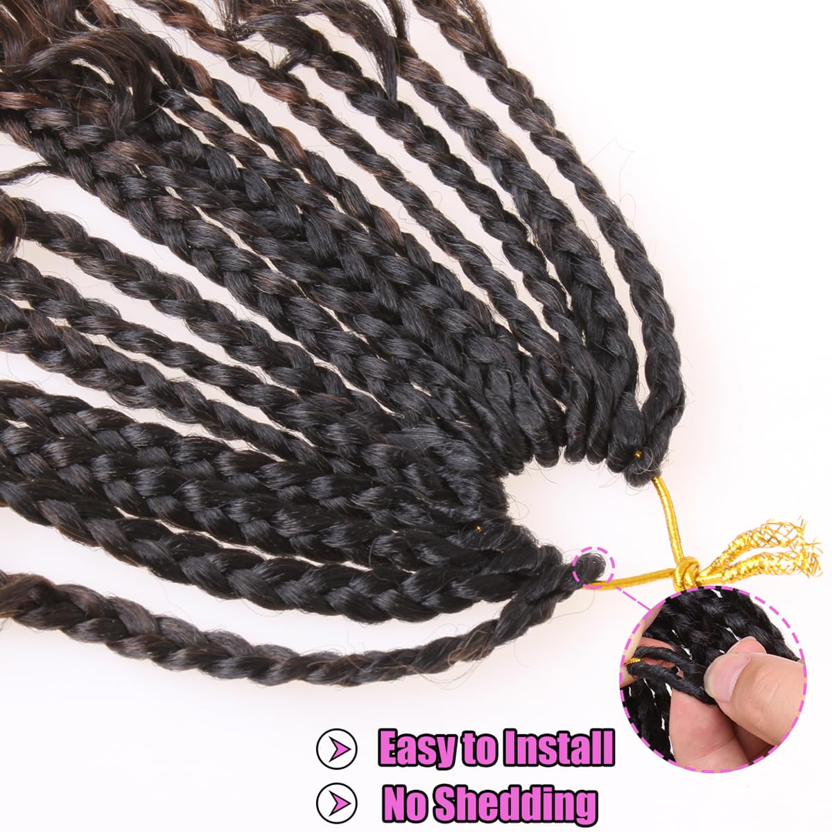 Cookoo 24 Inch Goddess Box Braids Crochet Hair For Black Women 8 Pack Bohemian Hippie Box Braids Pre-Looped Crochet Hair With Cu