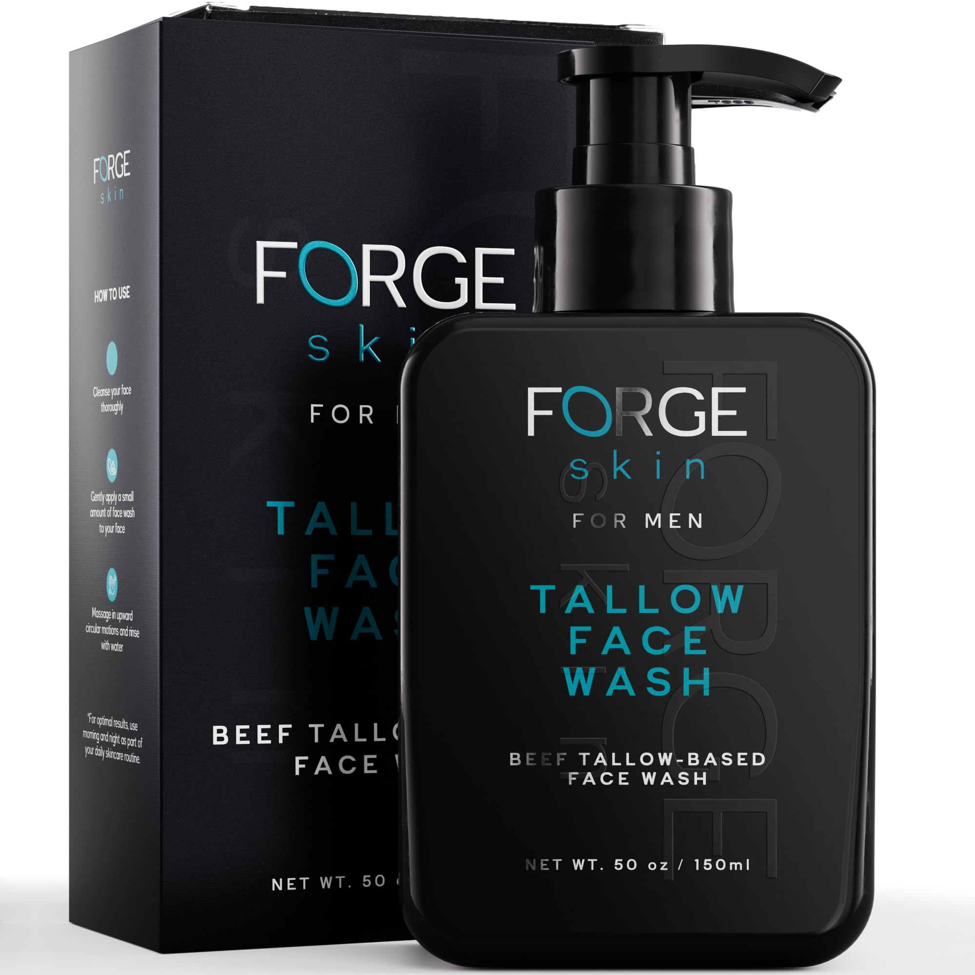 Forge Skin Beef Tallow for Skin Face Wash | Gentle Mens Skincare Soap, Hydrating Facial Cleanser - 150 mL | Anti-Aging, Acne Con