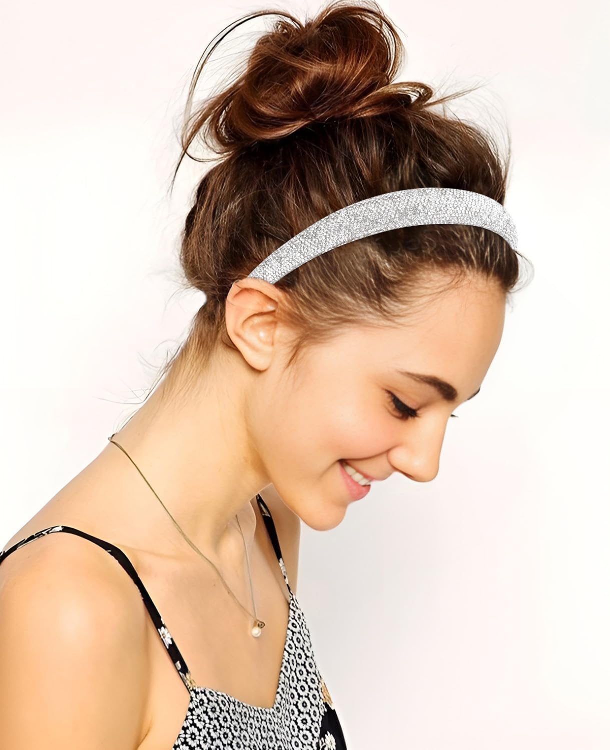 Wecoe 2pcs Rhinestone Headbands Women Girls Sparkly Bling Diamond Silver Black Headband Fashion Comfortable Head Band Non Slip B