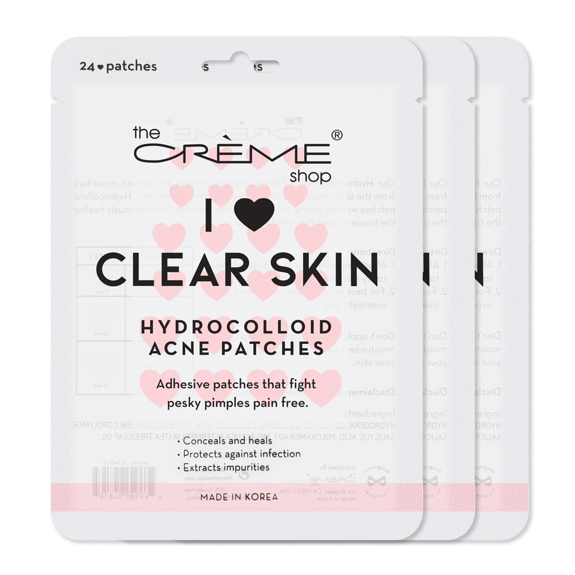 The Crme Shop Heart Shape Clear Skin Hydrocolloid Dark Spot Acne Patches - Infused with Salicylic Acid + Witch Hazel | Adhesive 