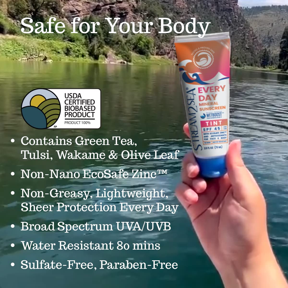 Spf 45 Every Day Tint Mineral Sunscreen | 2.5 Fl Oz Biodegradable, Paraben Free & Reef Safe Sunscreen | Non-Greasy Tinted Sunscr