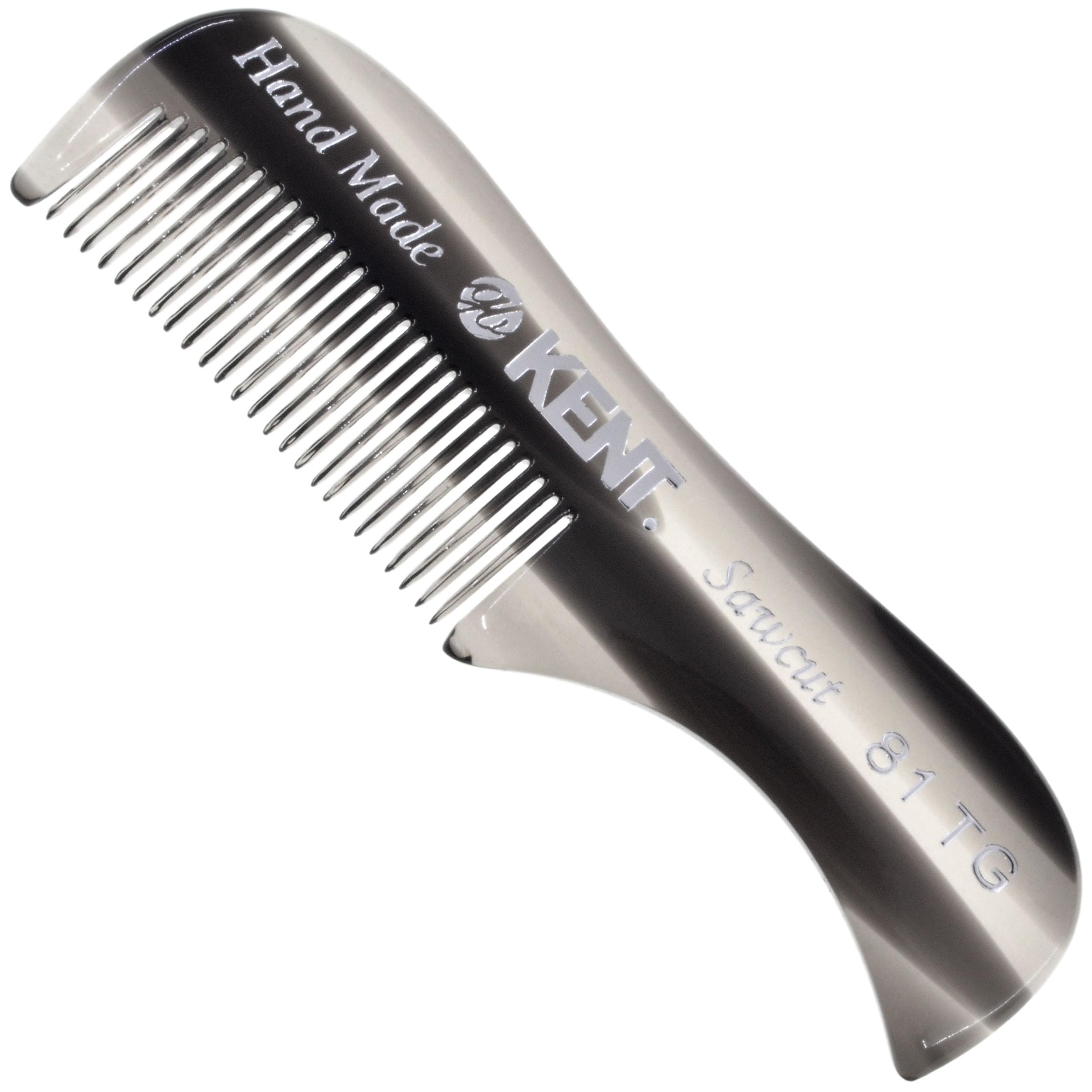 KENT A 81T Graphite X-Small Men's Beard Mustache Pocket Comb, Fine Toothed for Facial Hair Grooming and Styling. Hand-Made of Qu