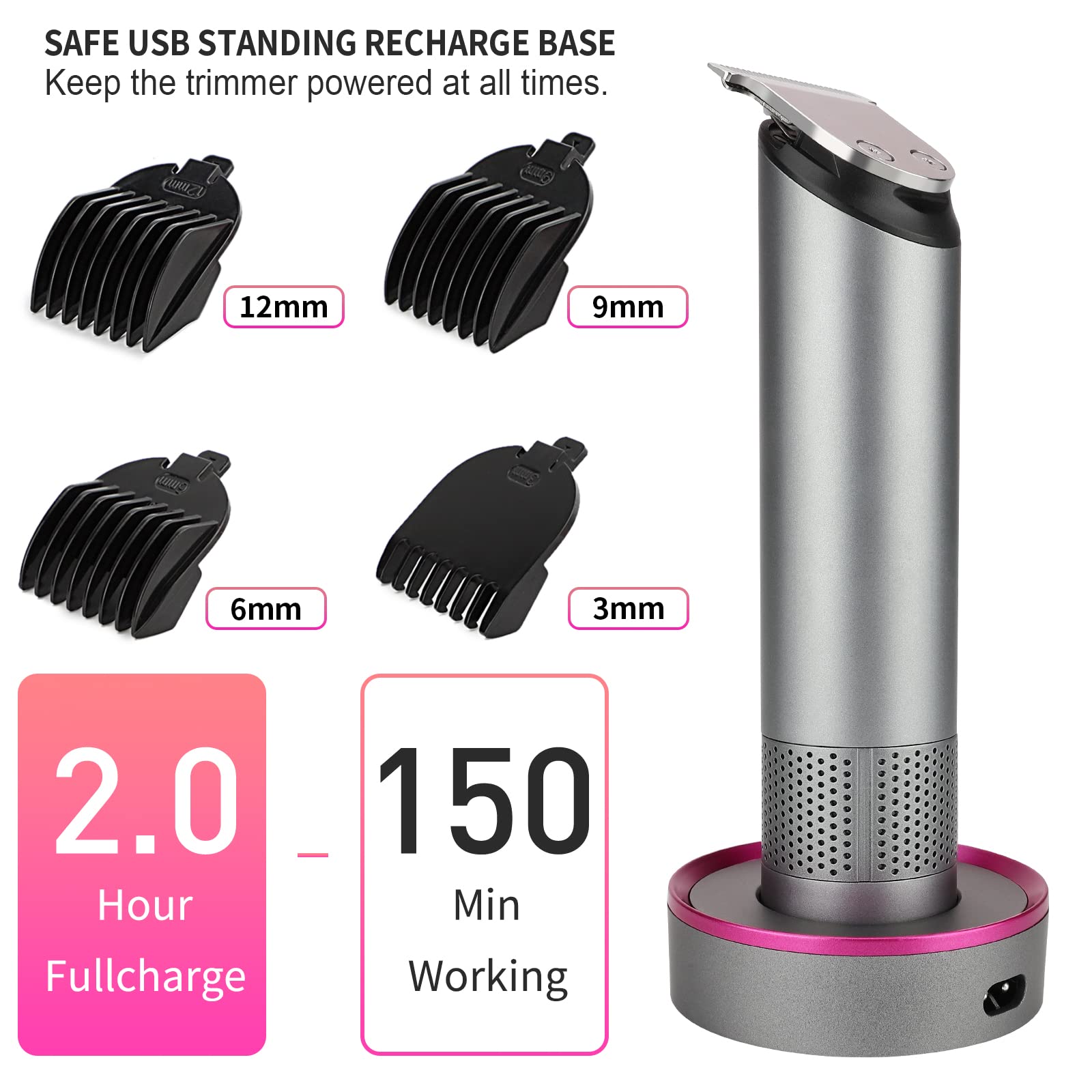 Pritech Hair Trimmer For Women, Waterproof, Rechargeable Pubic Hair Clippers And Bikini Shaver, Electric Razor, Hair Cut Kit, Ba