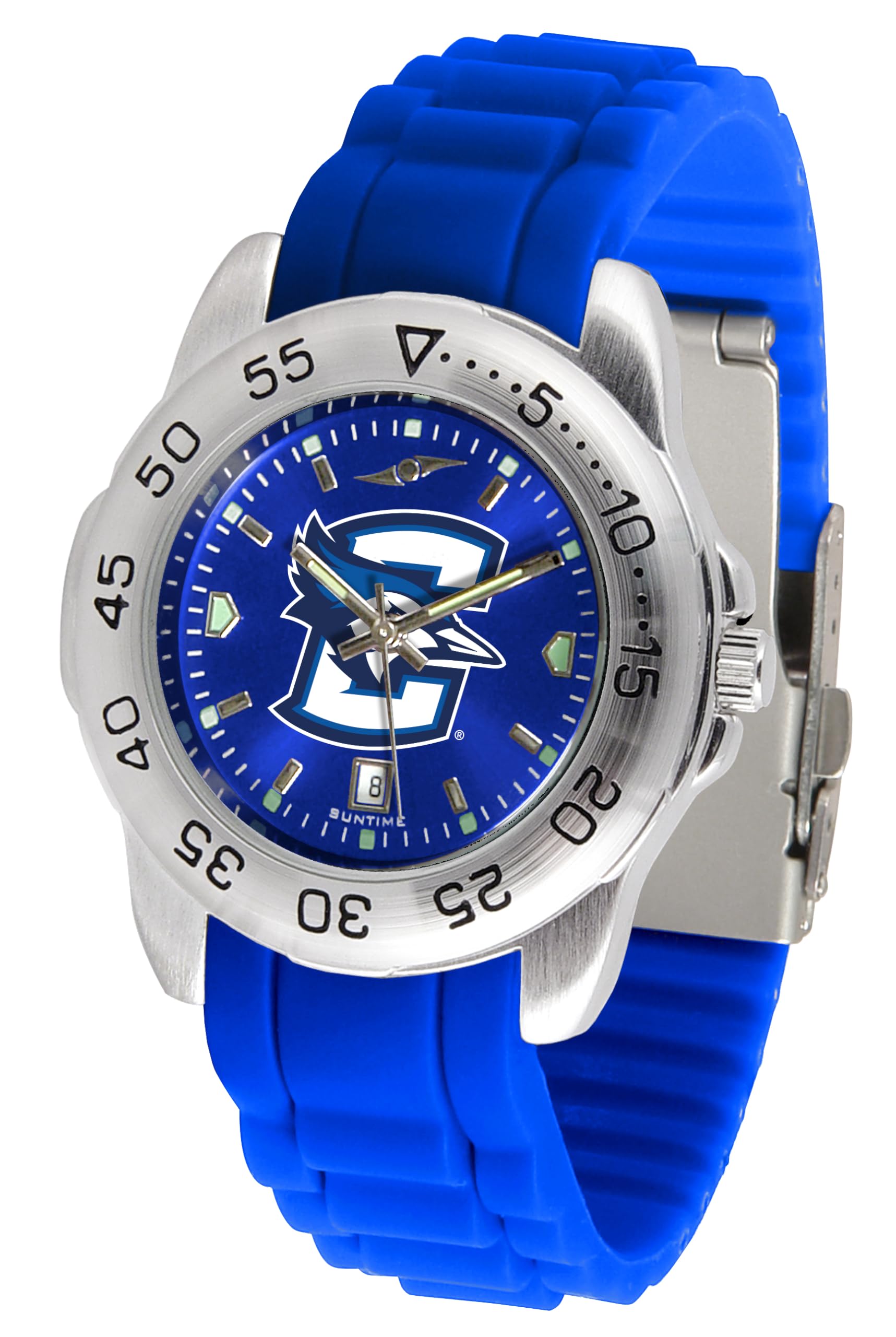 SunTime Men's Creighton Bluejays Sport Watch with 20mm Silicone Band, Reflective Shiny Dial and Date Window