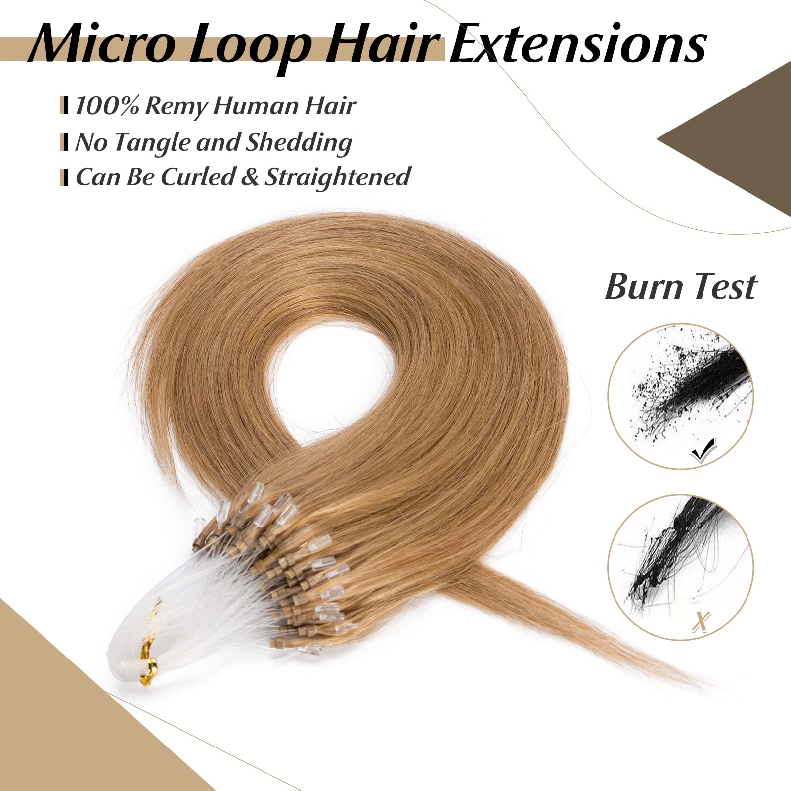 Sego Micro Beads Hair Extensions Human Hair 14 Inch Dark Blonde Micro Loop Human Hair Extensions Natural Straight Micro Ring Hum