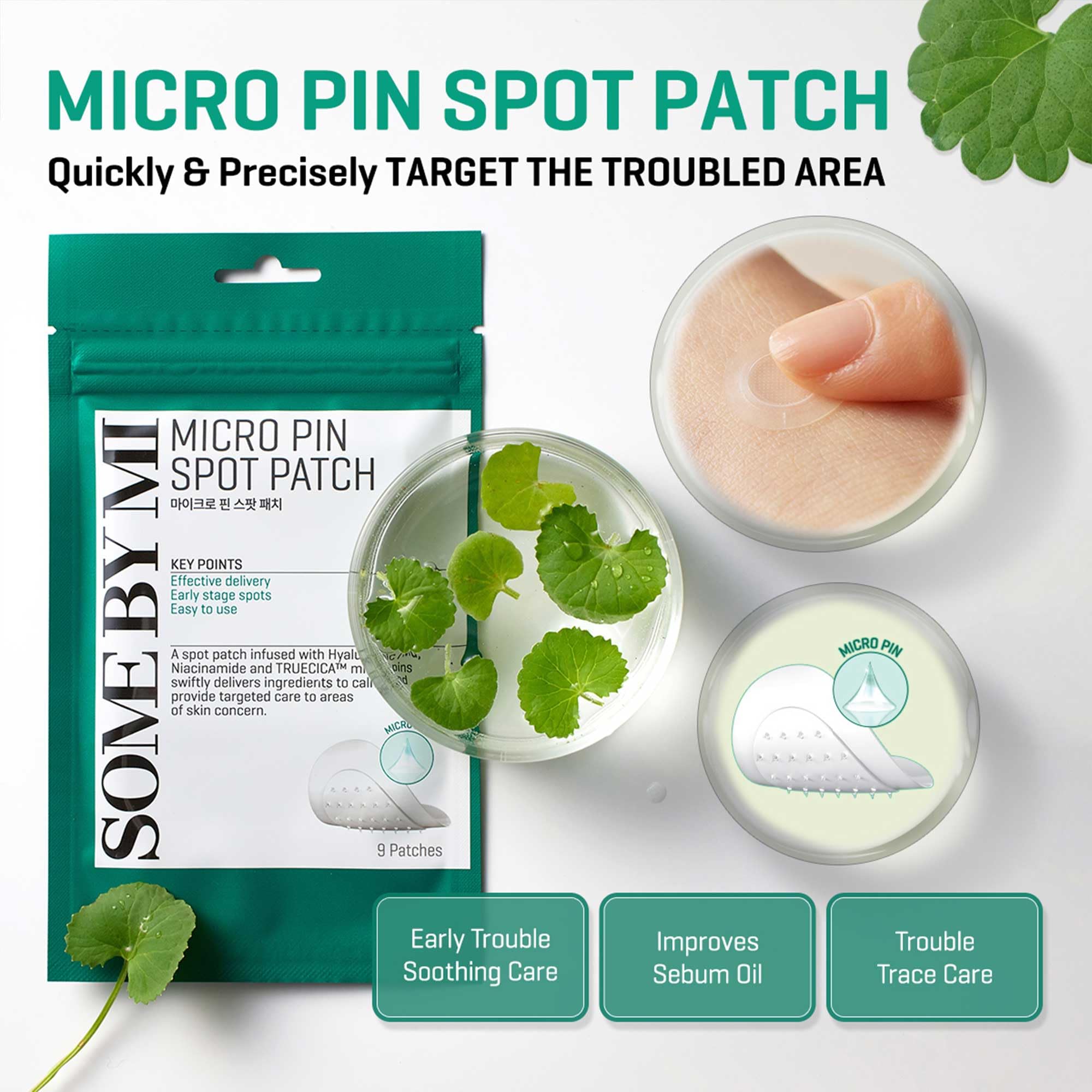 Some By Mi Micro Pin Spot Patch - Pack Of 1, 14Mm 9 Counts - Microneedle Hydrocolloid Pimple Patch With Salicylic And Hyaluronic