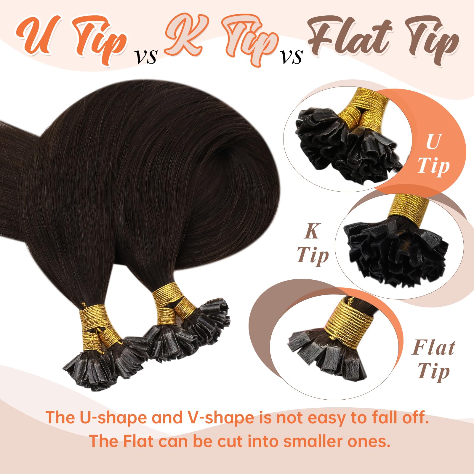 Sunny Keratin Hair Extensions Human Hair Dark Brown U Tip Hair Extensions Dark Brown U Tip Human Hair Extensions Fusion Hair Ext