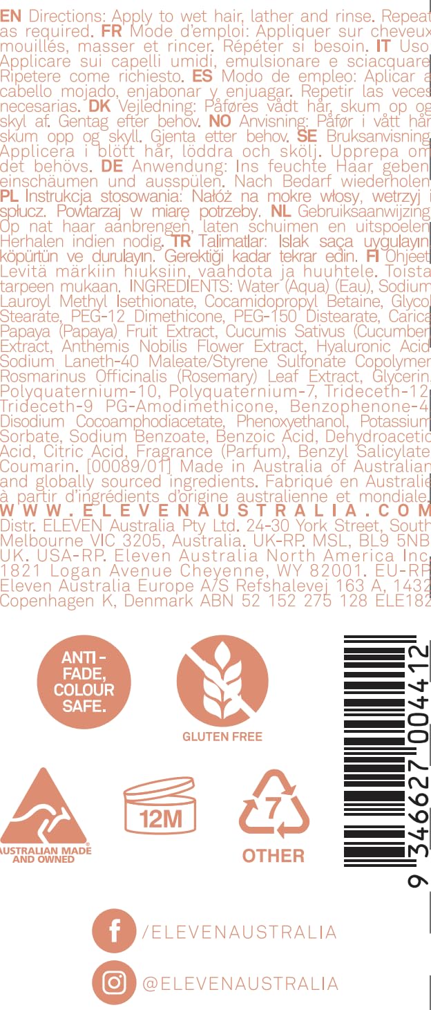 ELEVEN AUSTRALIA Miracle Hair Treatment Shampoo | Infused with Hyaluronic Acid to Help Boost Hydration, Reduce Frizz & Prevent S