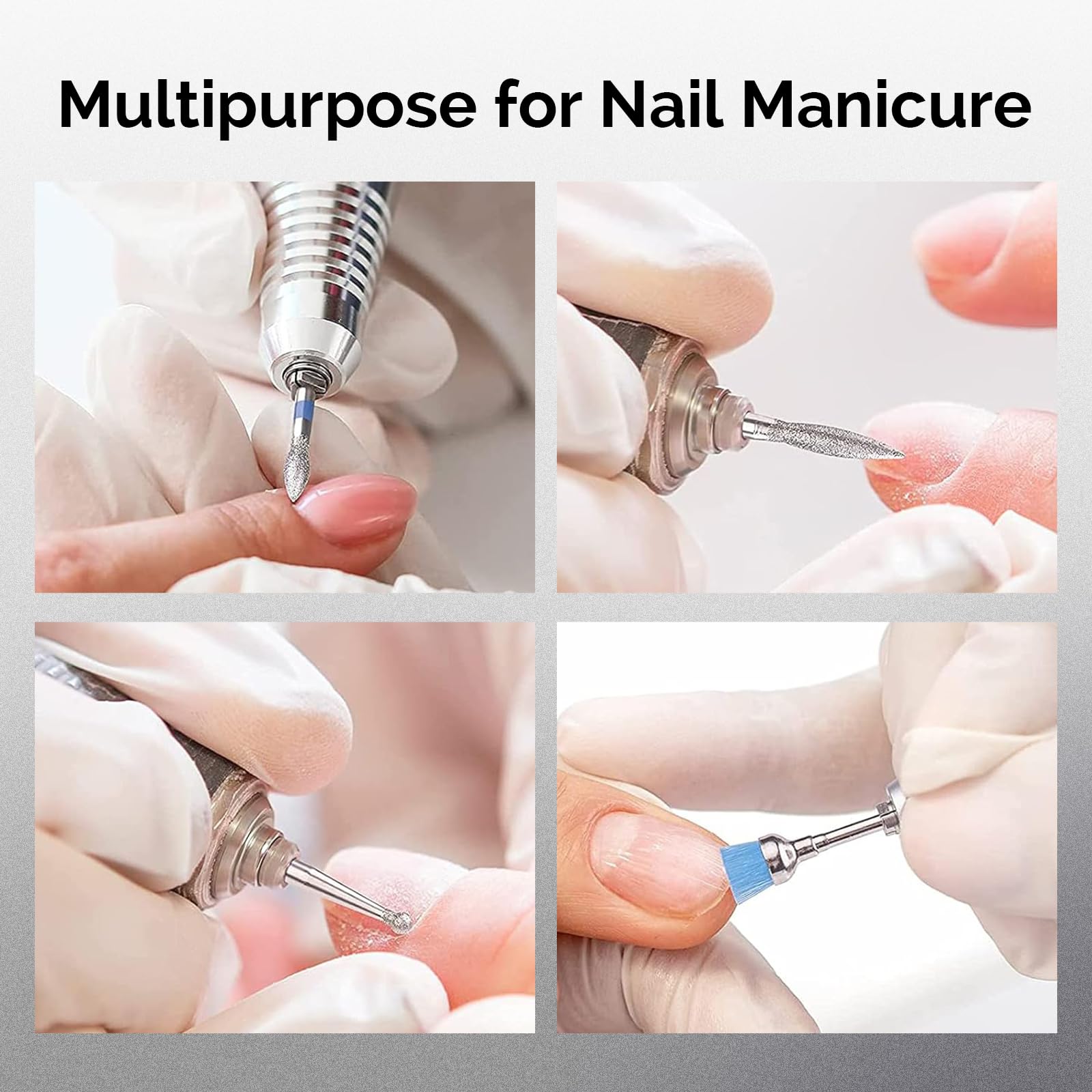 MelodySusie 10pcs Nail Drill Bits Set, 3/32 Inch Diamond Cuticle Nail Bits Kit for Nail Drill E-File, Manicure Pedicure Remover