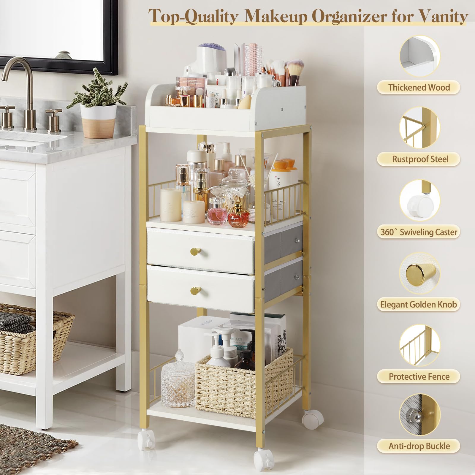 Makeup Organizer, Floor Skincare Organizers Make Up Organizers And Storage With Drawers, Vanity Organizer Cosmetics Display Case