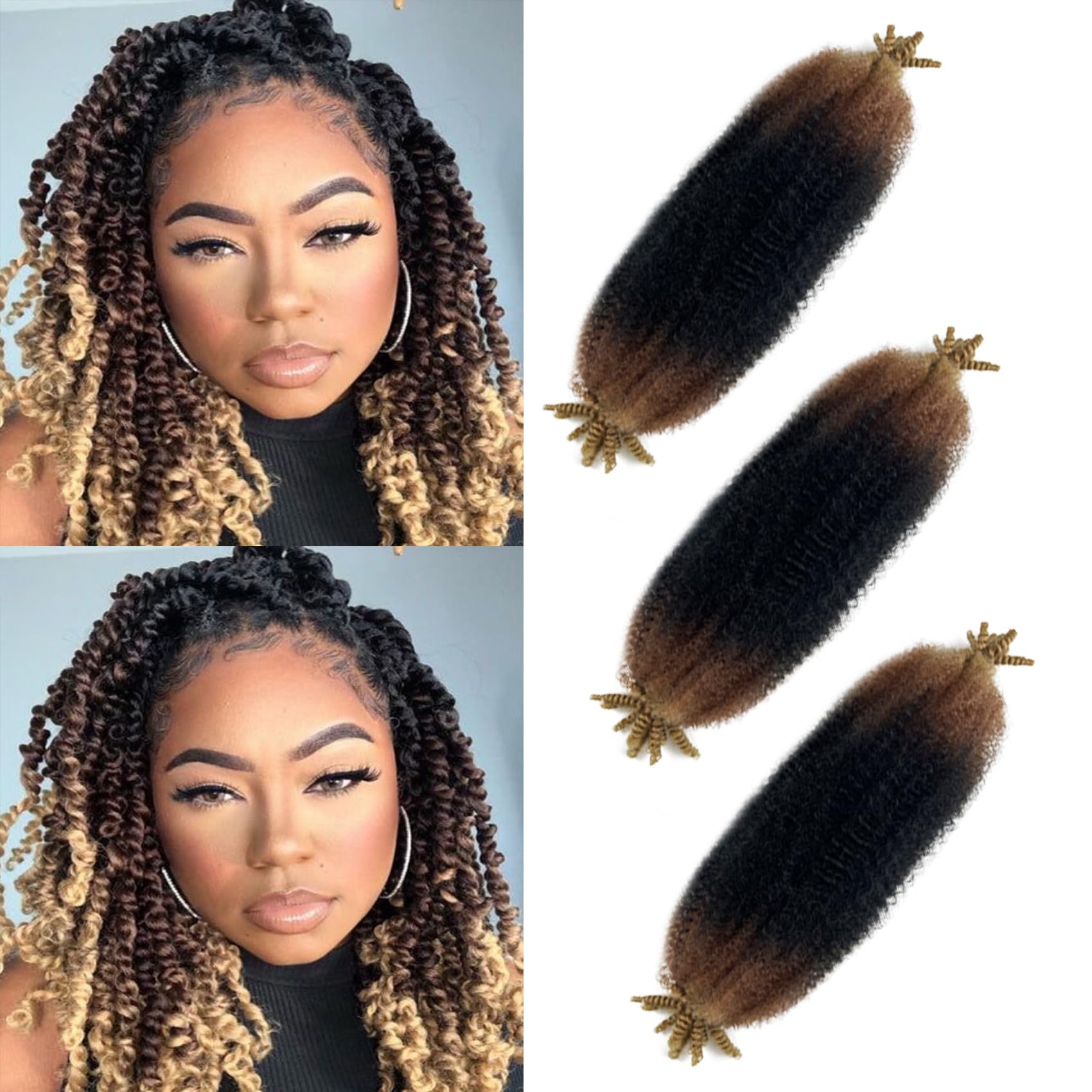Paraglame Ombre Marley Hair 18 Inch 3 Tones Pre-Separated Springy Afro Twist Hair for soft locs Marley Twist Braiding Hair Ombre