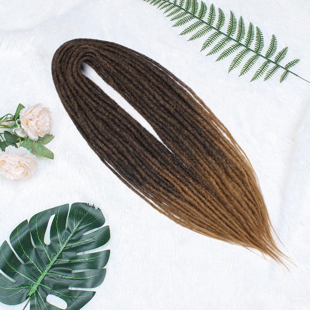 Kraler 24 Inch Double Ended Dreadlock Extensions, 20 Strands Ombre Synthetic De Dreads Extensions, Thin 0.6Cm Width Reggae Hippi