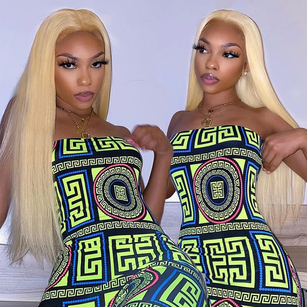 Qthair Human Hair Blonde Bundles 14A Grade 100% Brazilian Human Hair Color #613 Platinum Blonde Straight 26'' Light Blonde Color