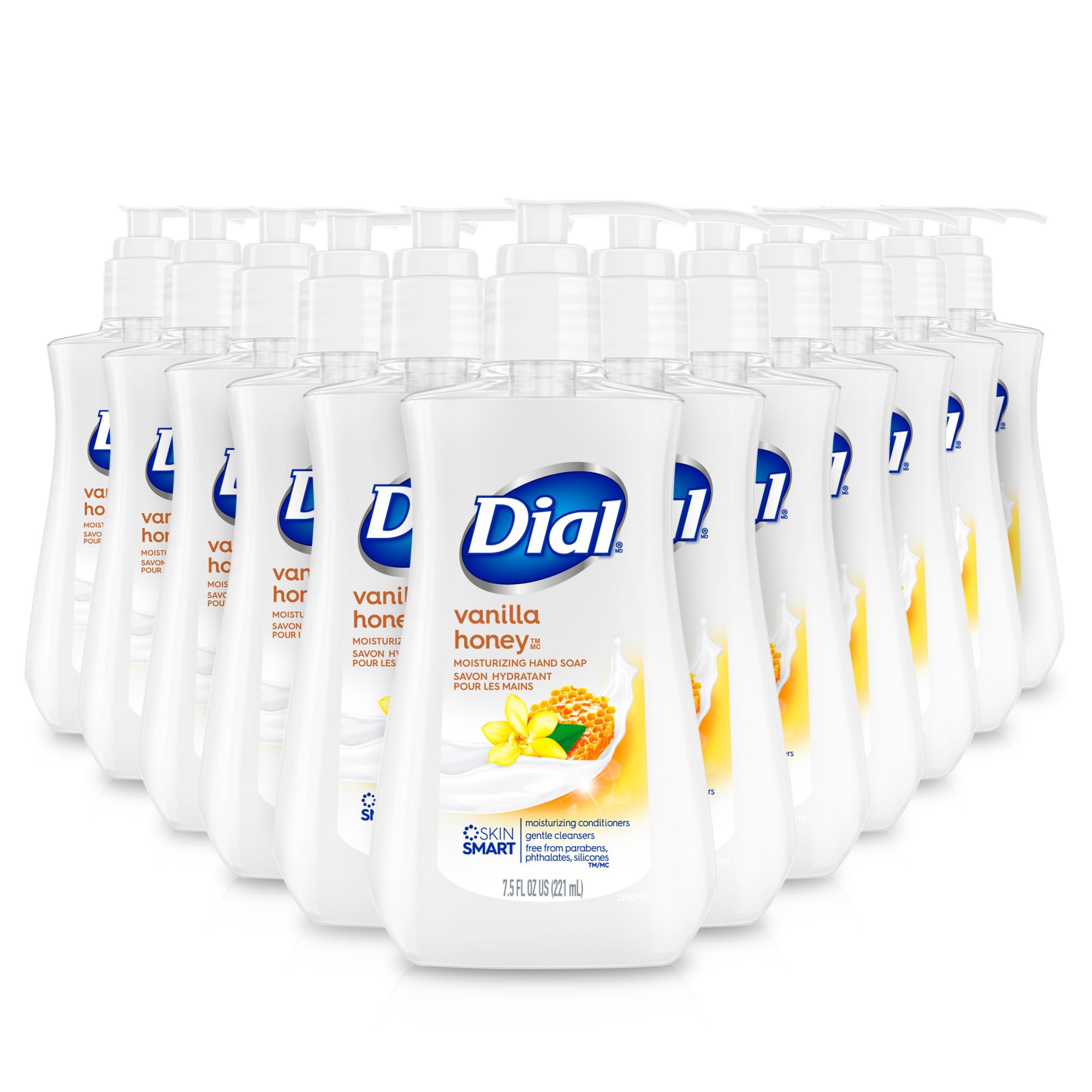 Dial Liquid Hand Soap, Vanilla Honey, 7.5 Fl Oz, Pack Of 12